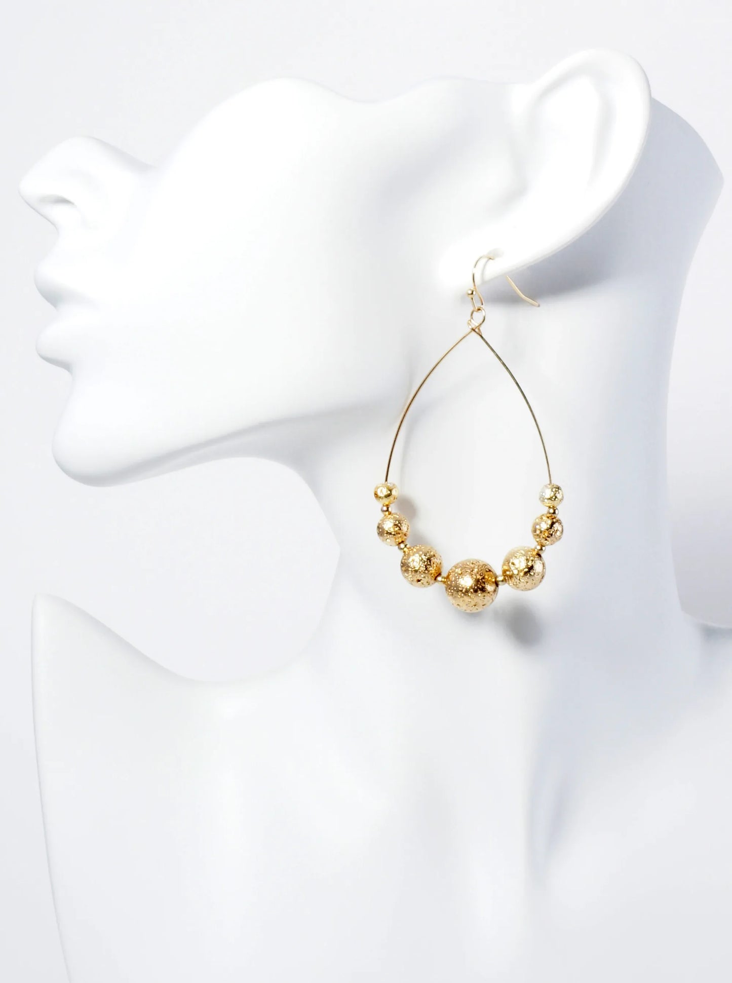 Metallic Lave Beaded Wire Teardrop Dangle Earrings