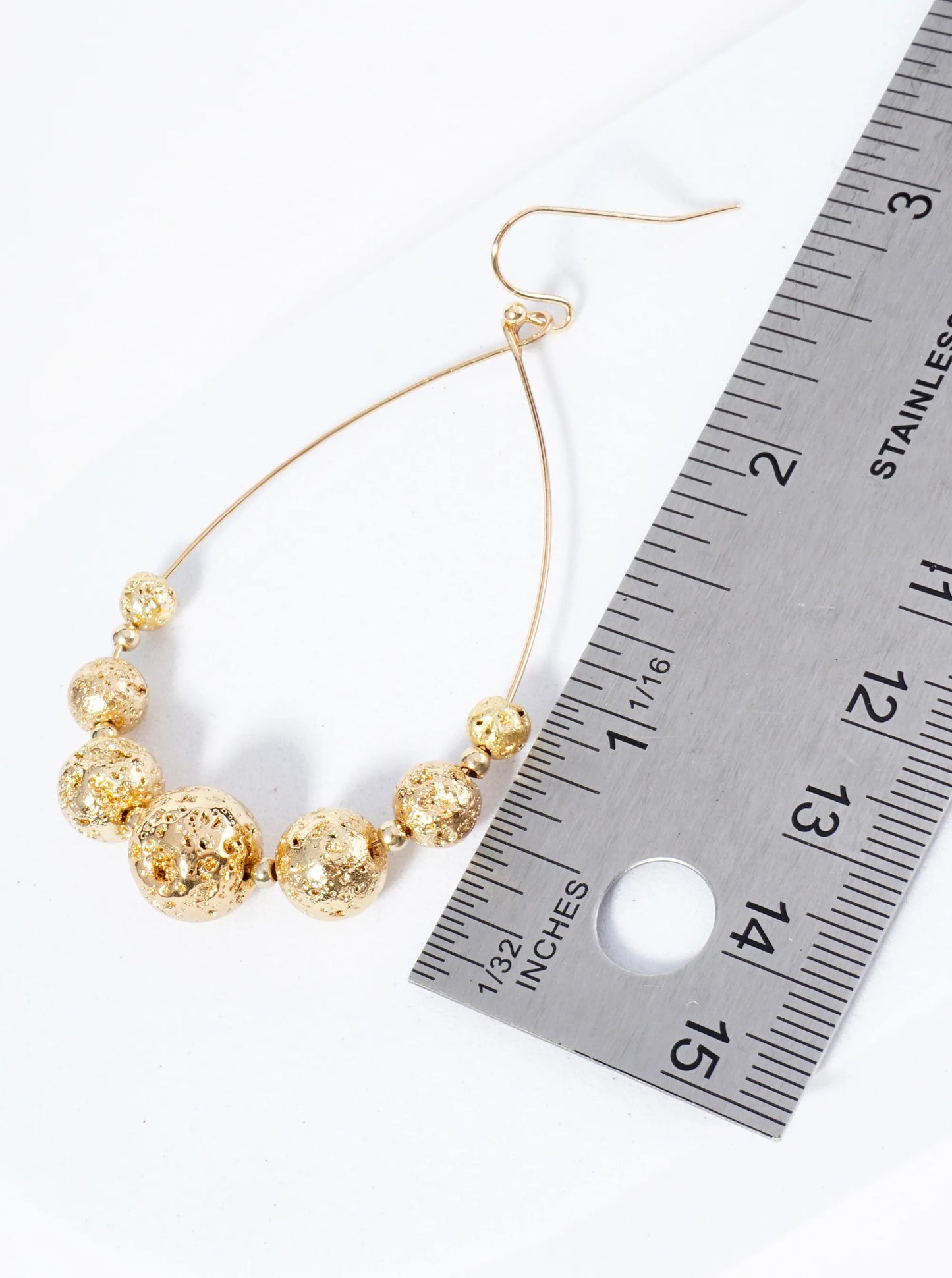 Metallic Lave Beaded Wire Teardrop Dangle Earrings