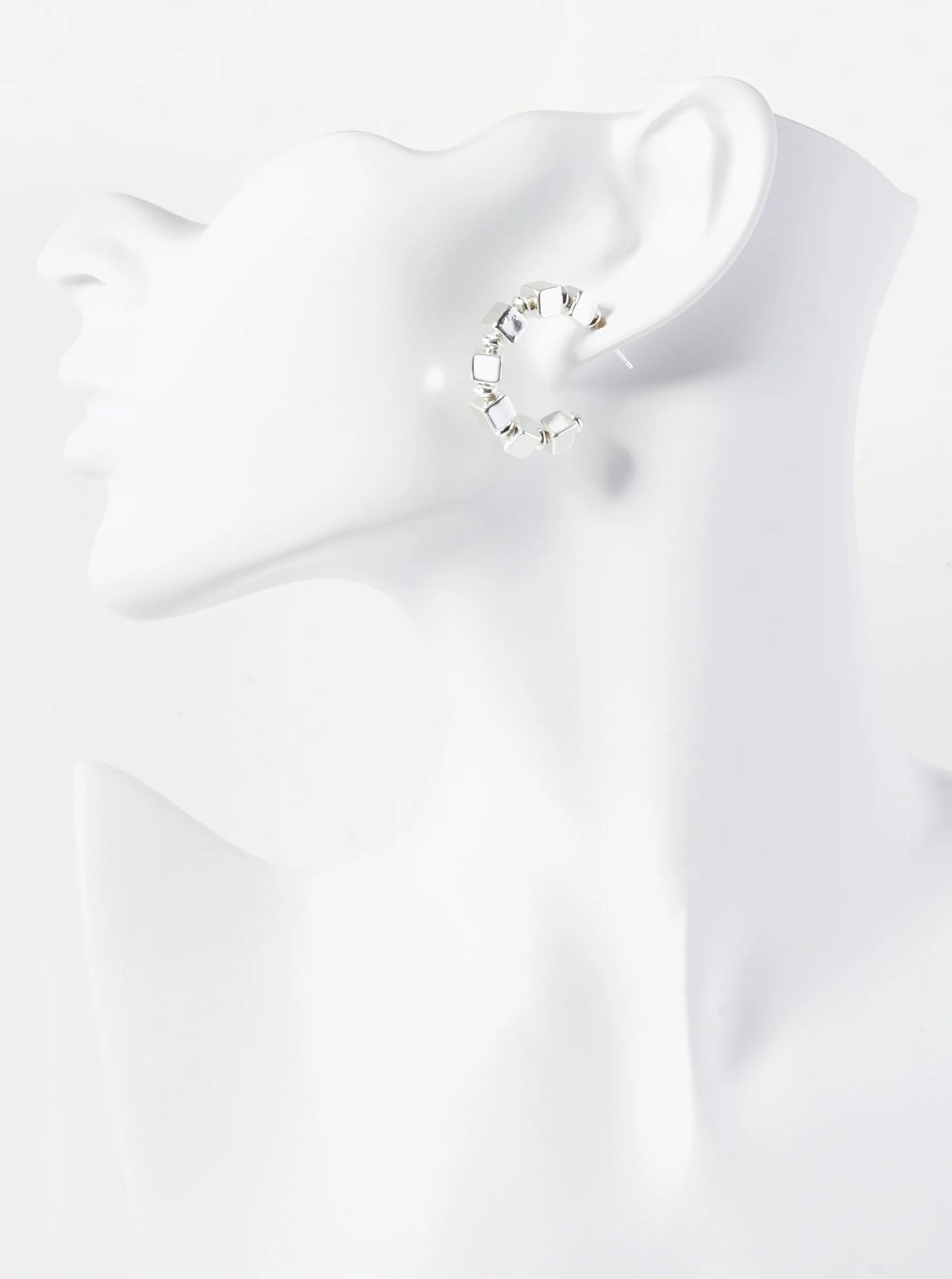 Metallic Square Geometric 1 Inch Hoop Earrings
