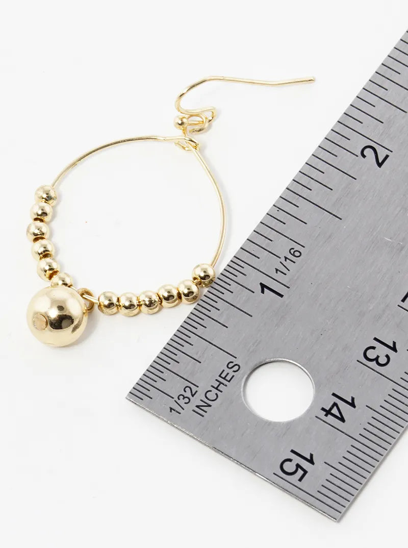 Metallic Ball Bead Drop Wire Circle Dangle Drop Earrings