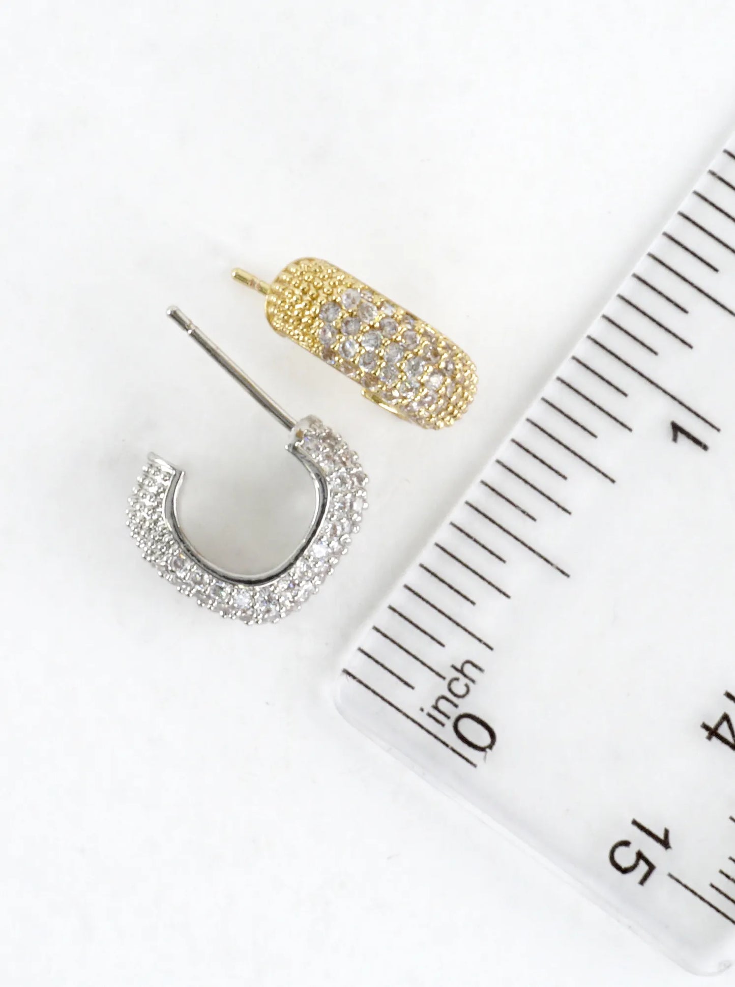Micro Pave Brass CZ Rectangular Hoop Earrings