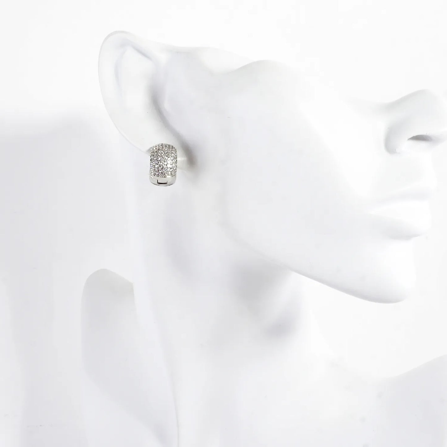 Micro Pave Brass Chubby Huggie Clicker Earrings