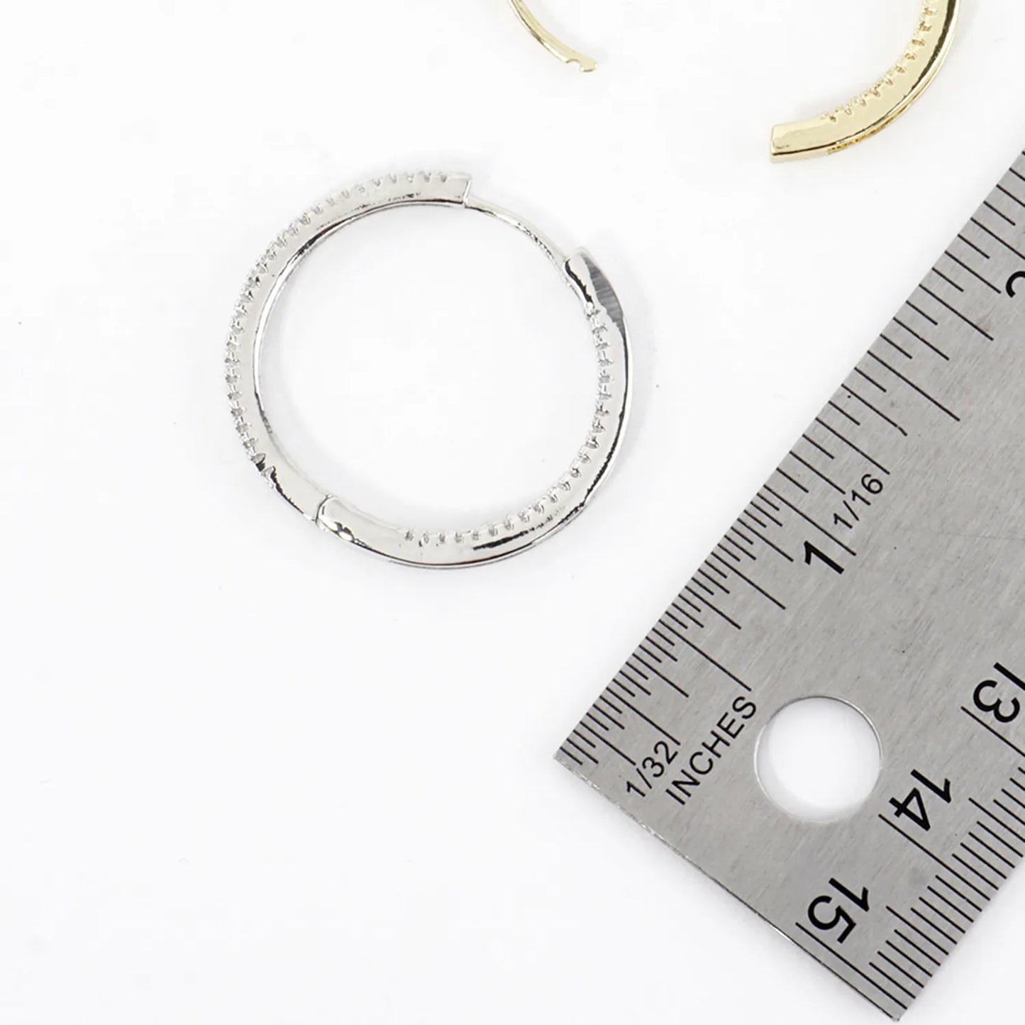 Micro Pave Brass Inside-Out 1.25 Inch Hoop Earring