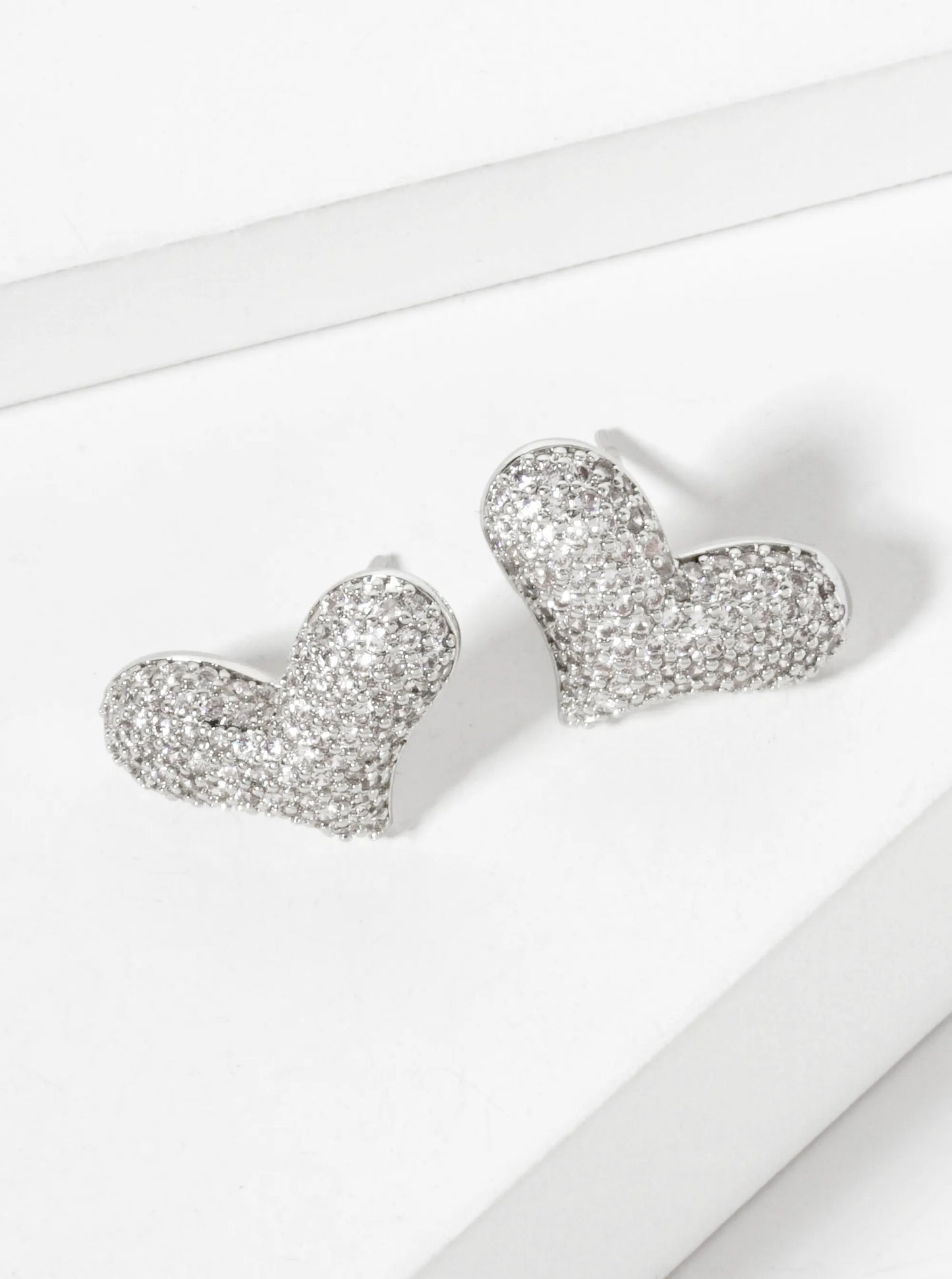 Micro-Pave-Set CZ Puffy Heart 18K-Gold-Dipped Stud Earrings