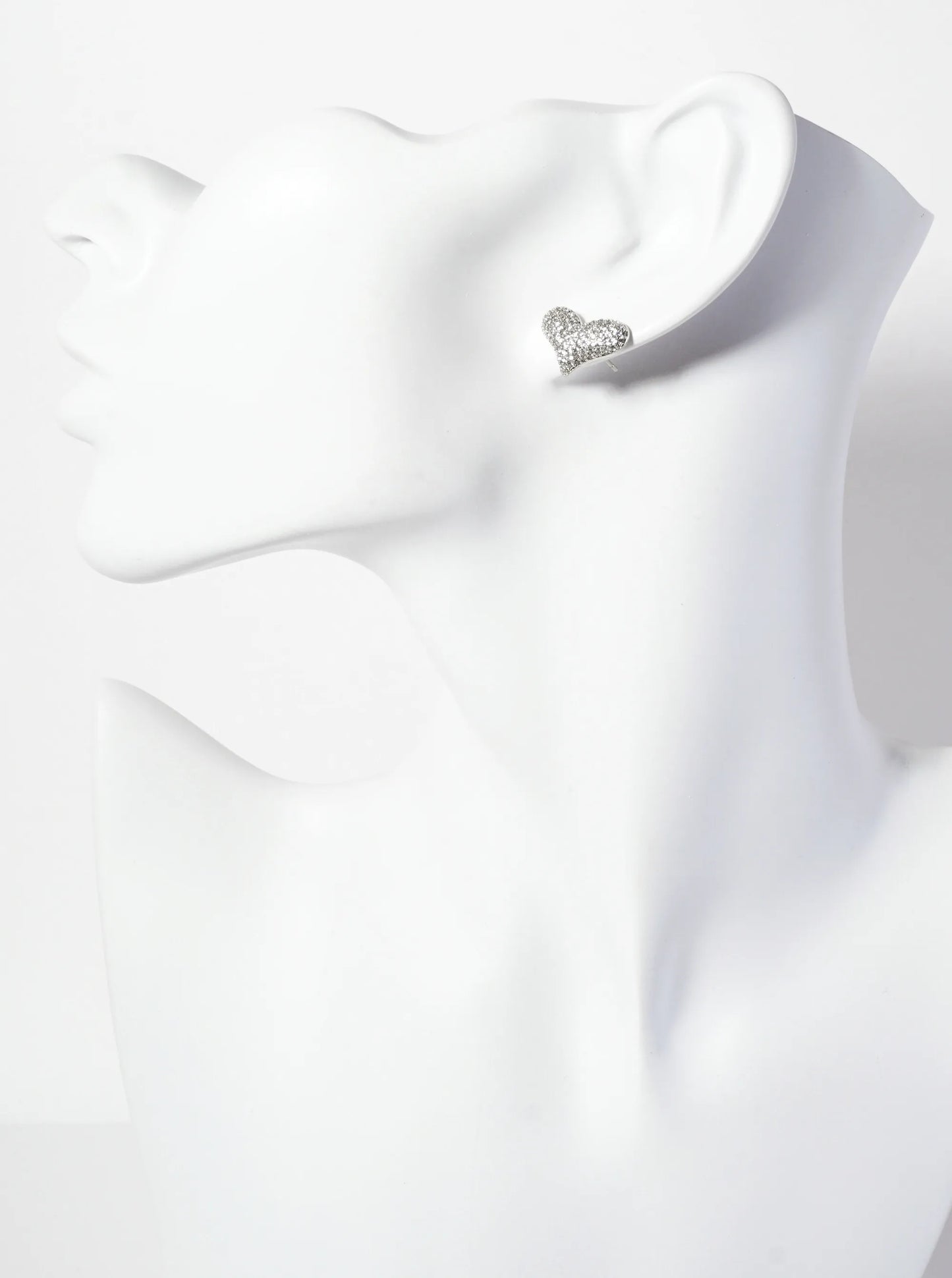 Micro-Pave-Set CZ Puffy Heart 18K-Gold-Dipped Stud Earrings