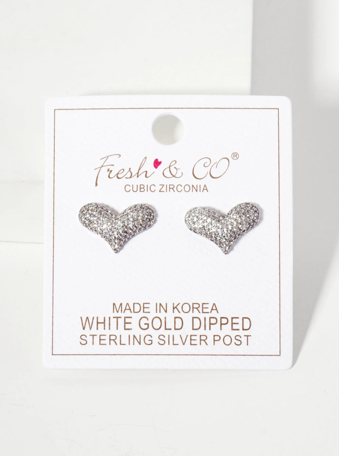 Micro-Pave-Set CZ Puffy Heart 18K-Gold-Dipped Stud Earrings