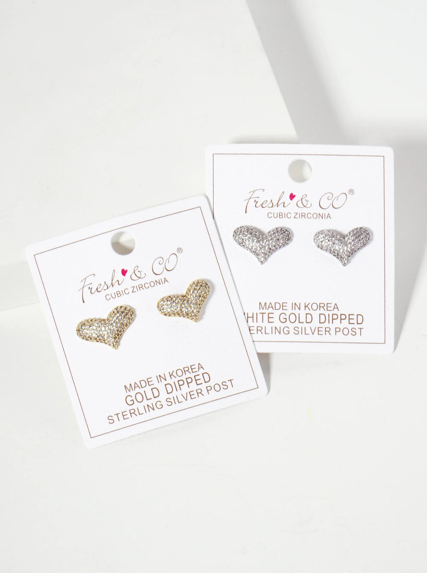Micro-Pave-Set CZ Puffy Heart 18K-Gold-Dipped Stud Earrings