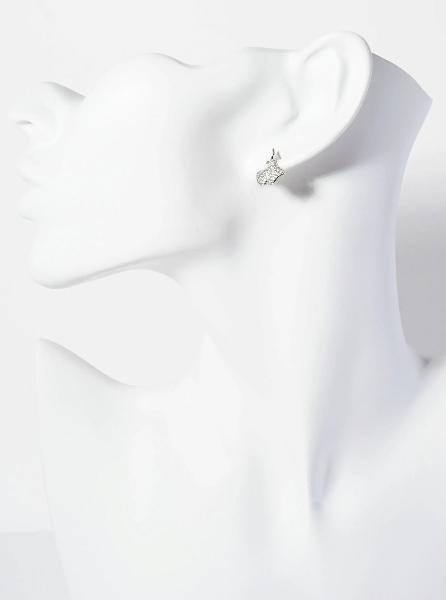 Micro-Pave-Set Cubic-Zirconia 13mm Ginkgo Leaf 18K-Gold-Dipped Stud Earrings
