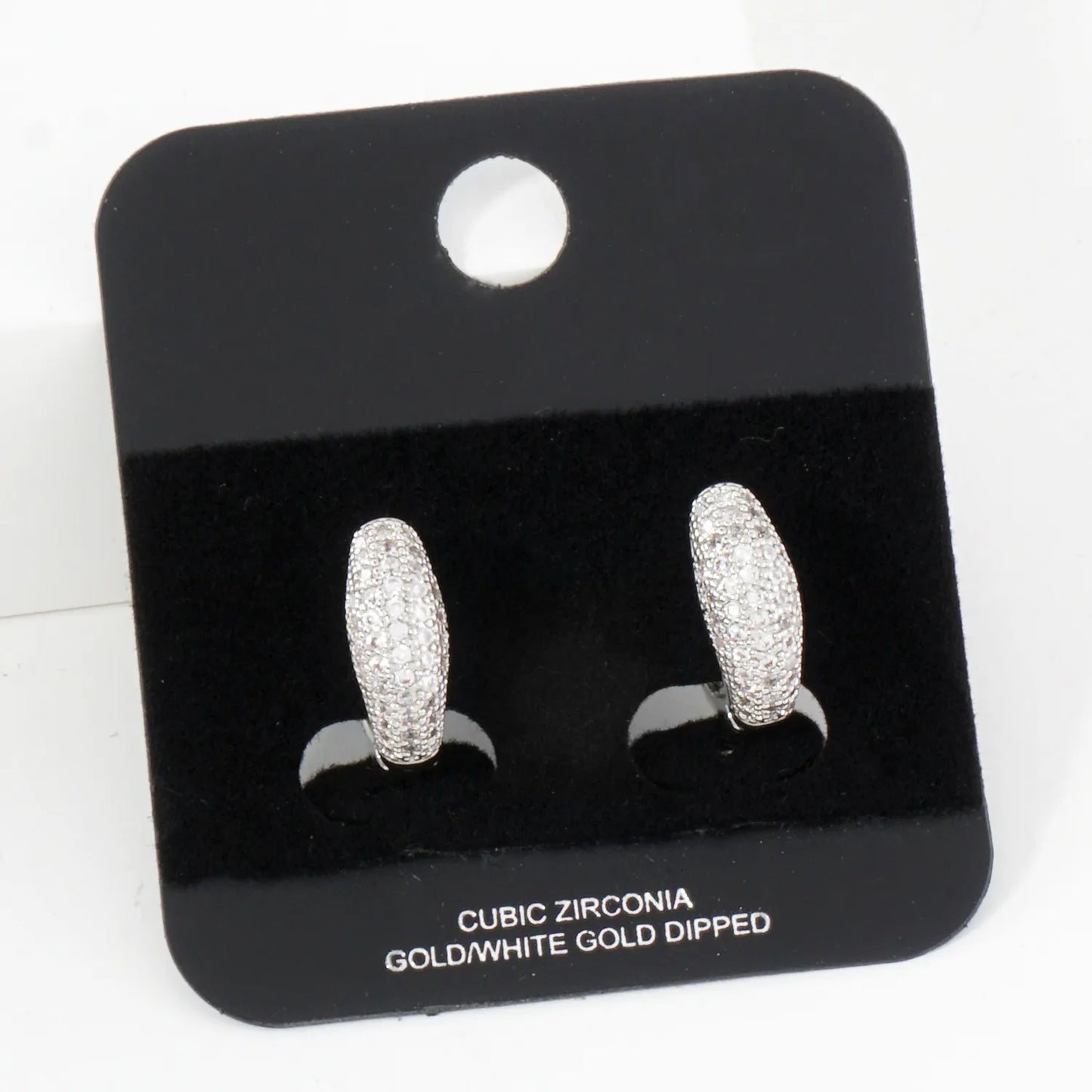 Micro Pave-Set Cubic-Zirconia 13mm Gold-Dipped Brass Minimalist Huggie Hoop Earrings