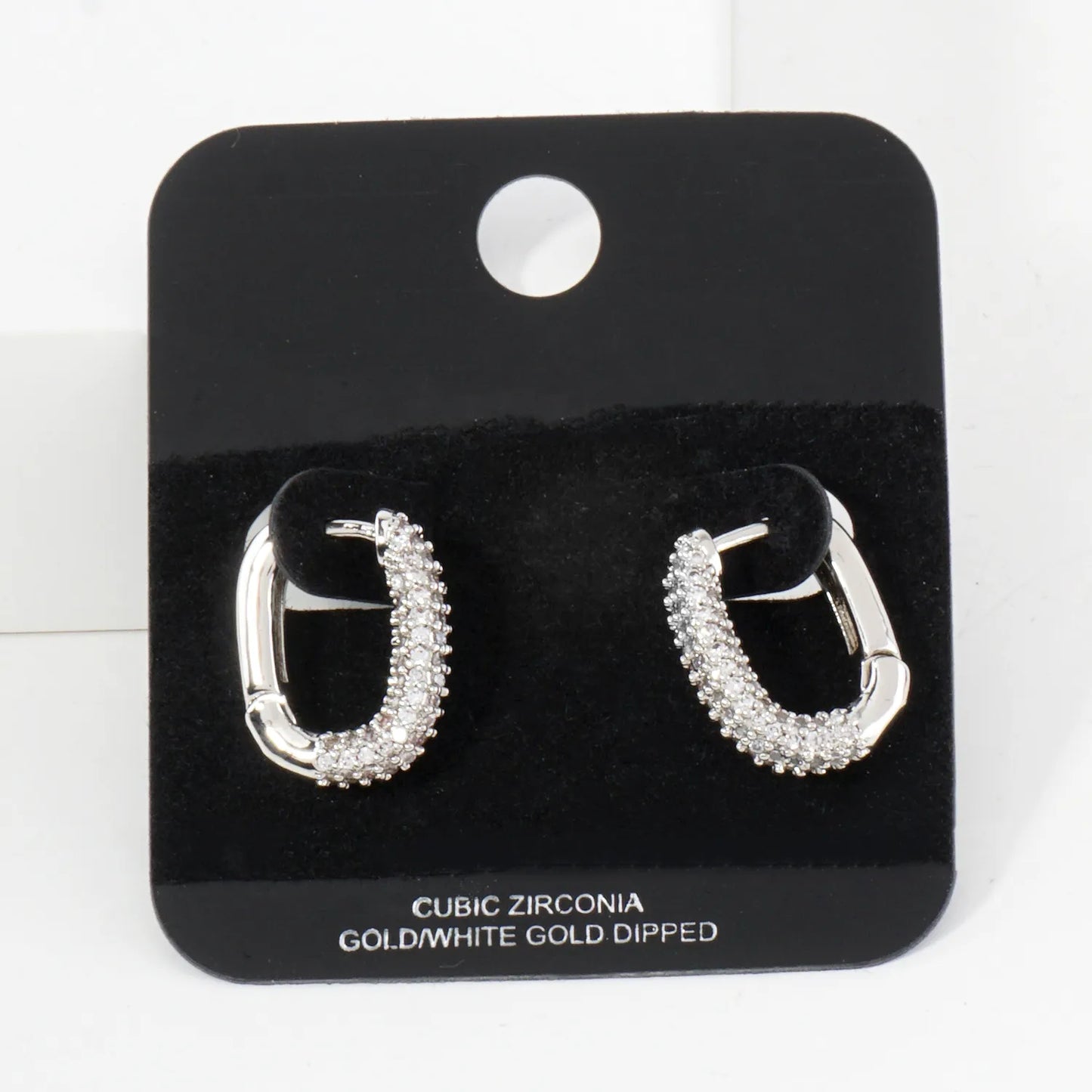 Micro Pave-Set Cubic-Zirconia 15mm Gold-Dipped Brass Minimalist Huggie Hoop Earrings