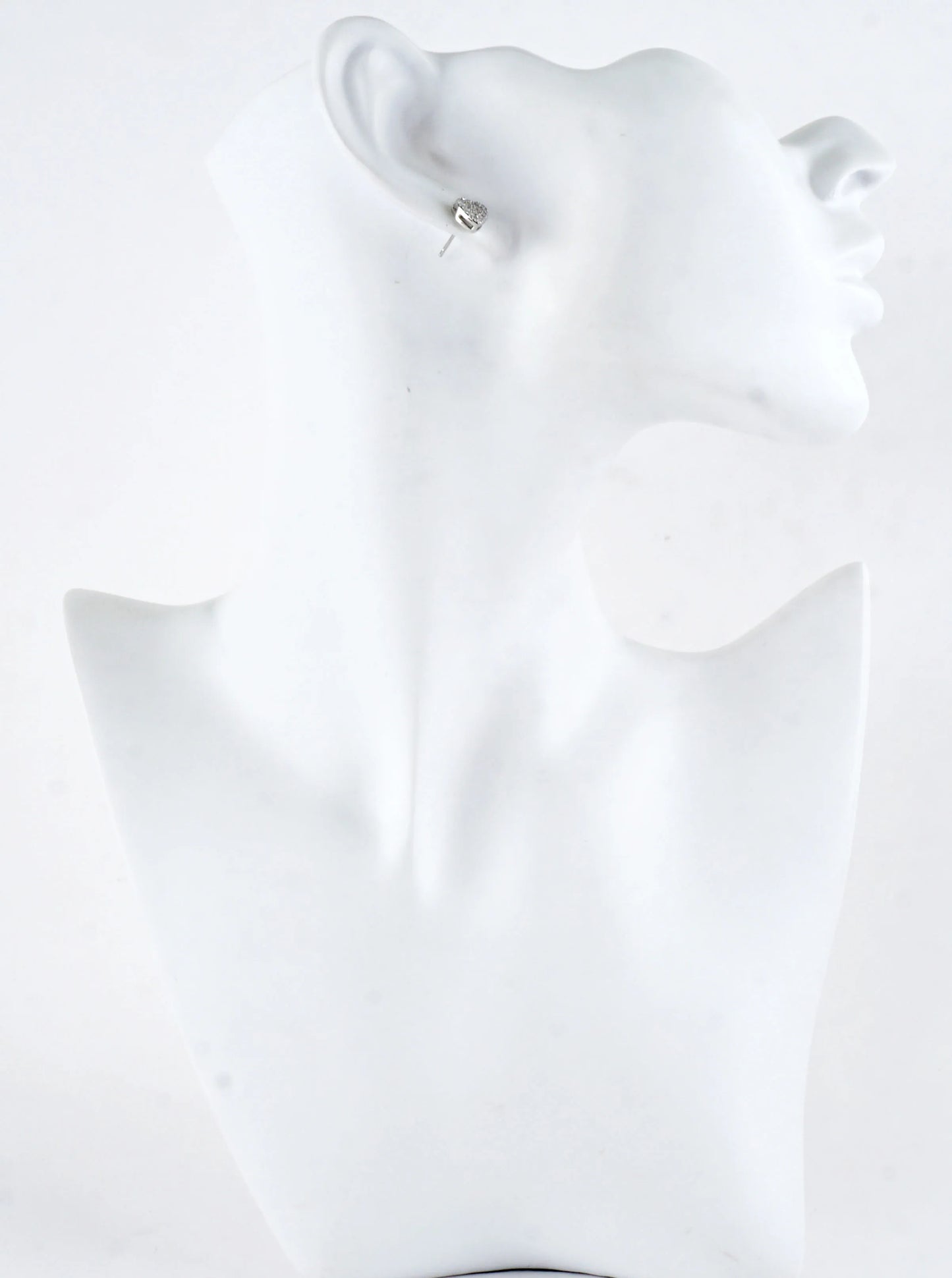 Mini Cubic Zirconia Pave Heart Stud Post Earrings