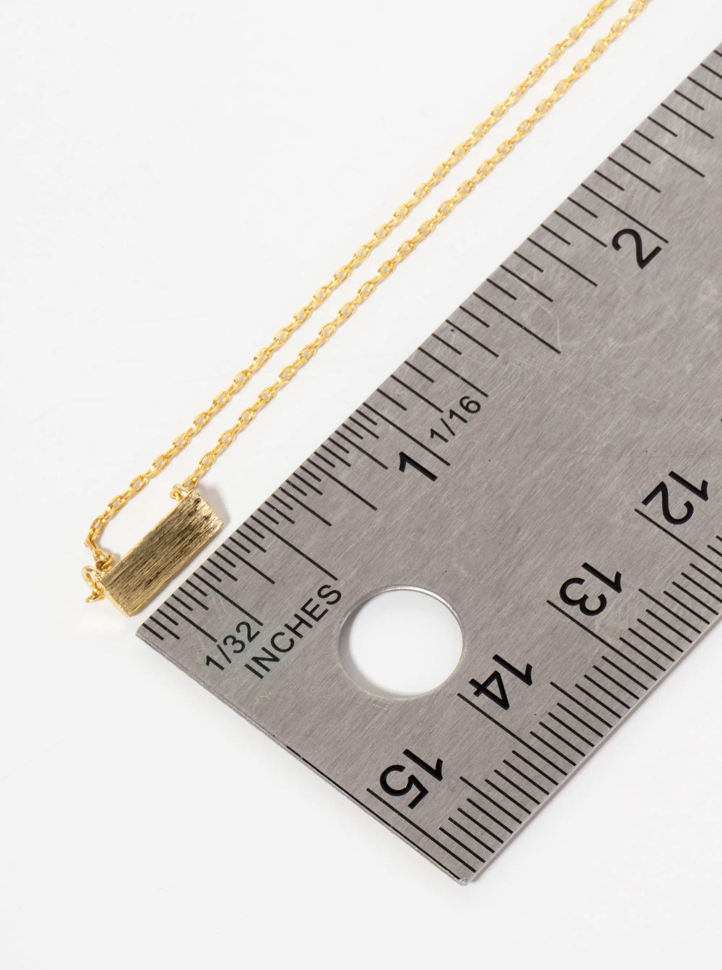 Minimalist 18K-Gold-Dipped Brushed-Texture Rectangular Pendant Necklace