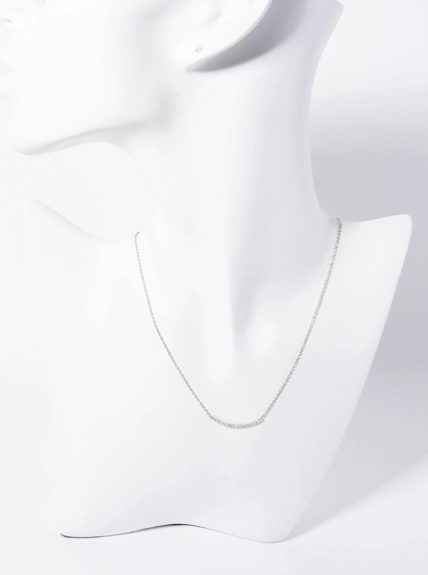 Minimalist 18K-Gold-Dipped Pave Set CZ Delicate Curved Bar Pendant Necklace
