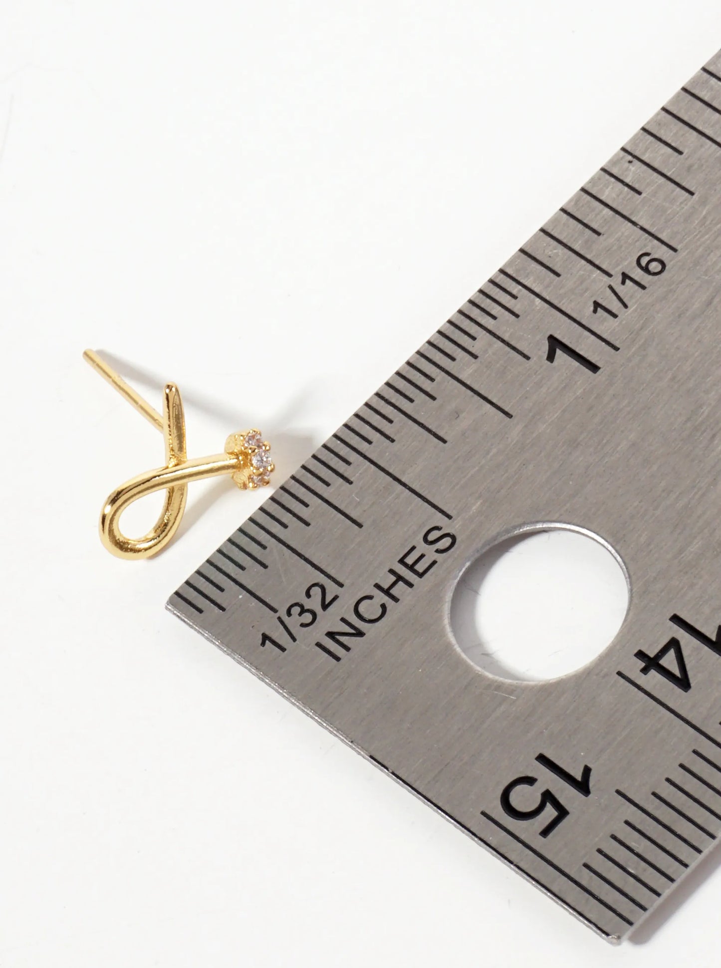 Minimalist 18K-Gold-Dipped Pave-Set Cubic-Zirconia Curved Nail Design Stud Earrings