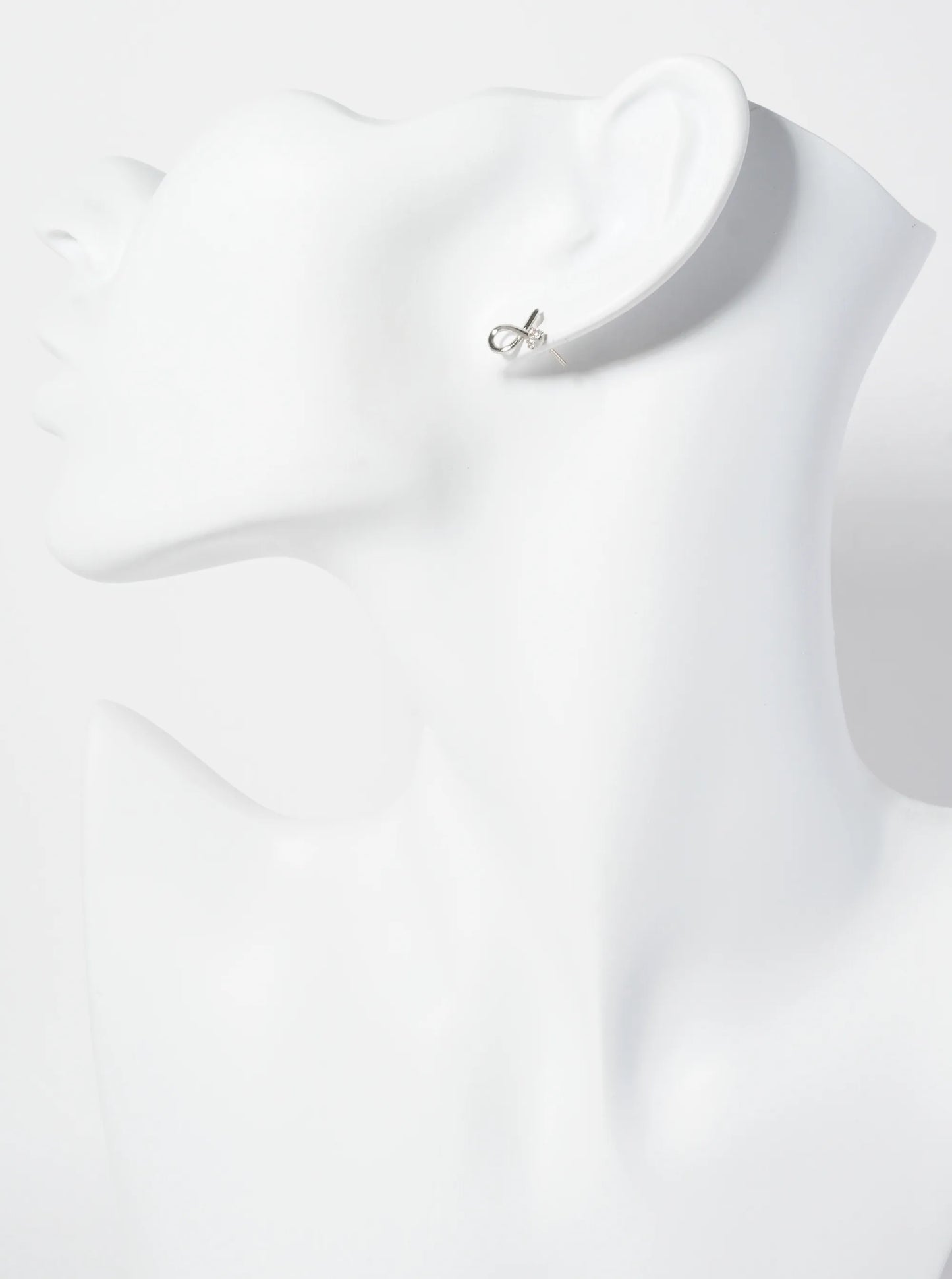 Minimalist 18K-Gold-Dipped Pave-Set Cubic-Zirconia Curved Nail Design Stud Earrings