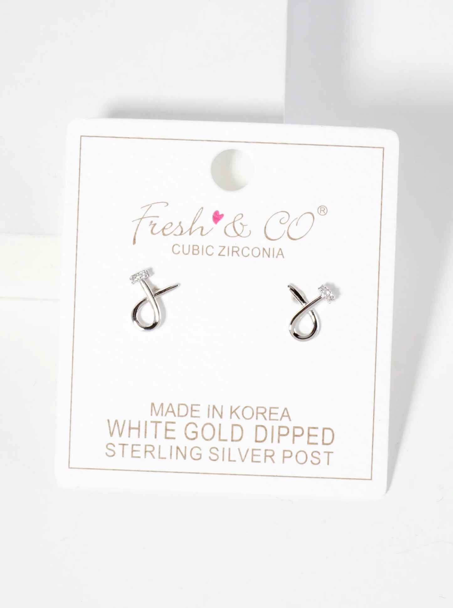 Minimalist 18K-Gold-Dipped Pave-Set Cubic-Zirconia Curved Nail Design Stud Earrings