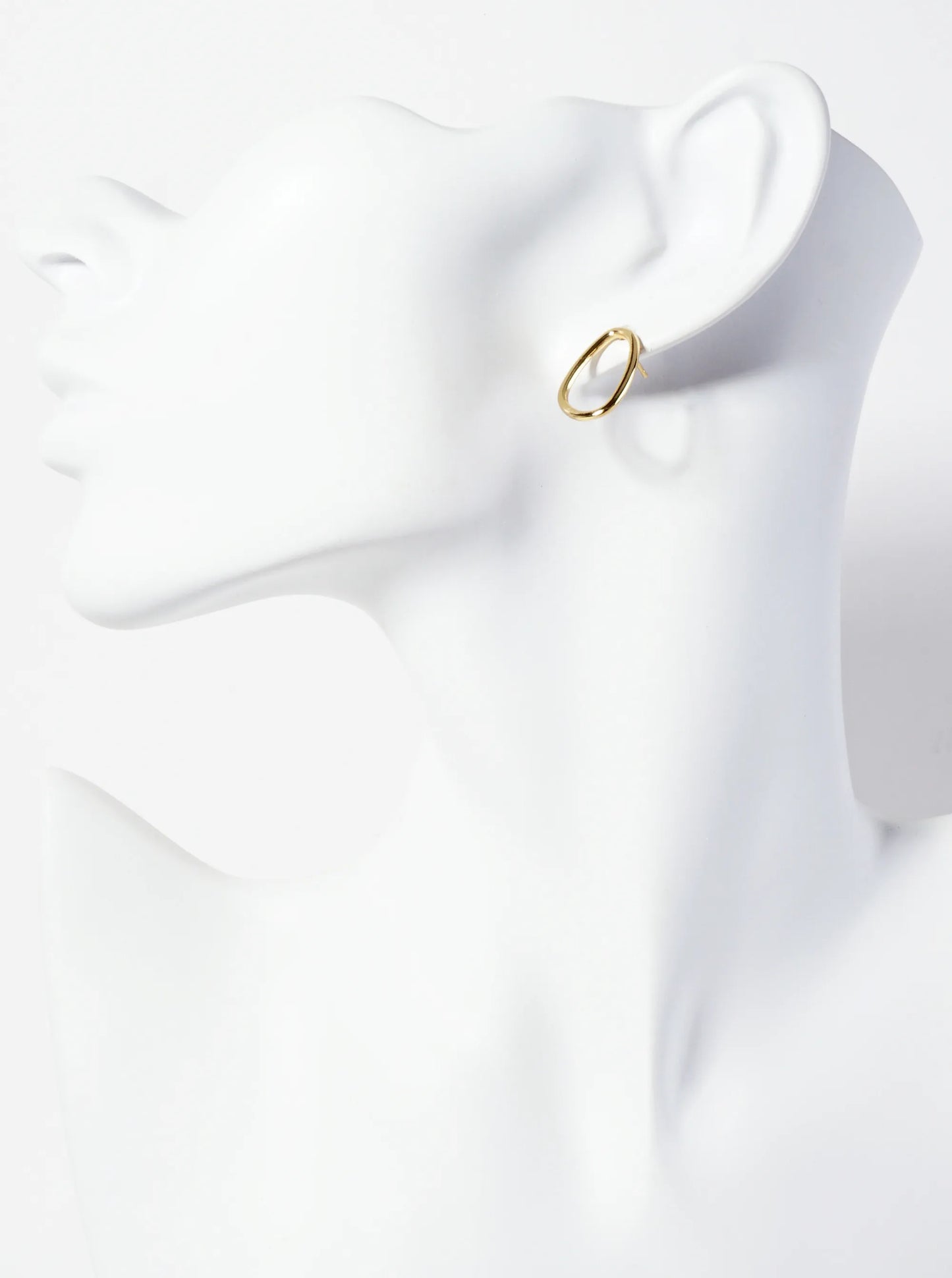 Minimalist Asymmetrical Organic Oval Pave-Set Cubic-Zirconia 18K-Gold-Dipped Brass Stud Earrings