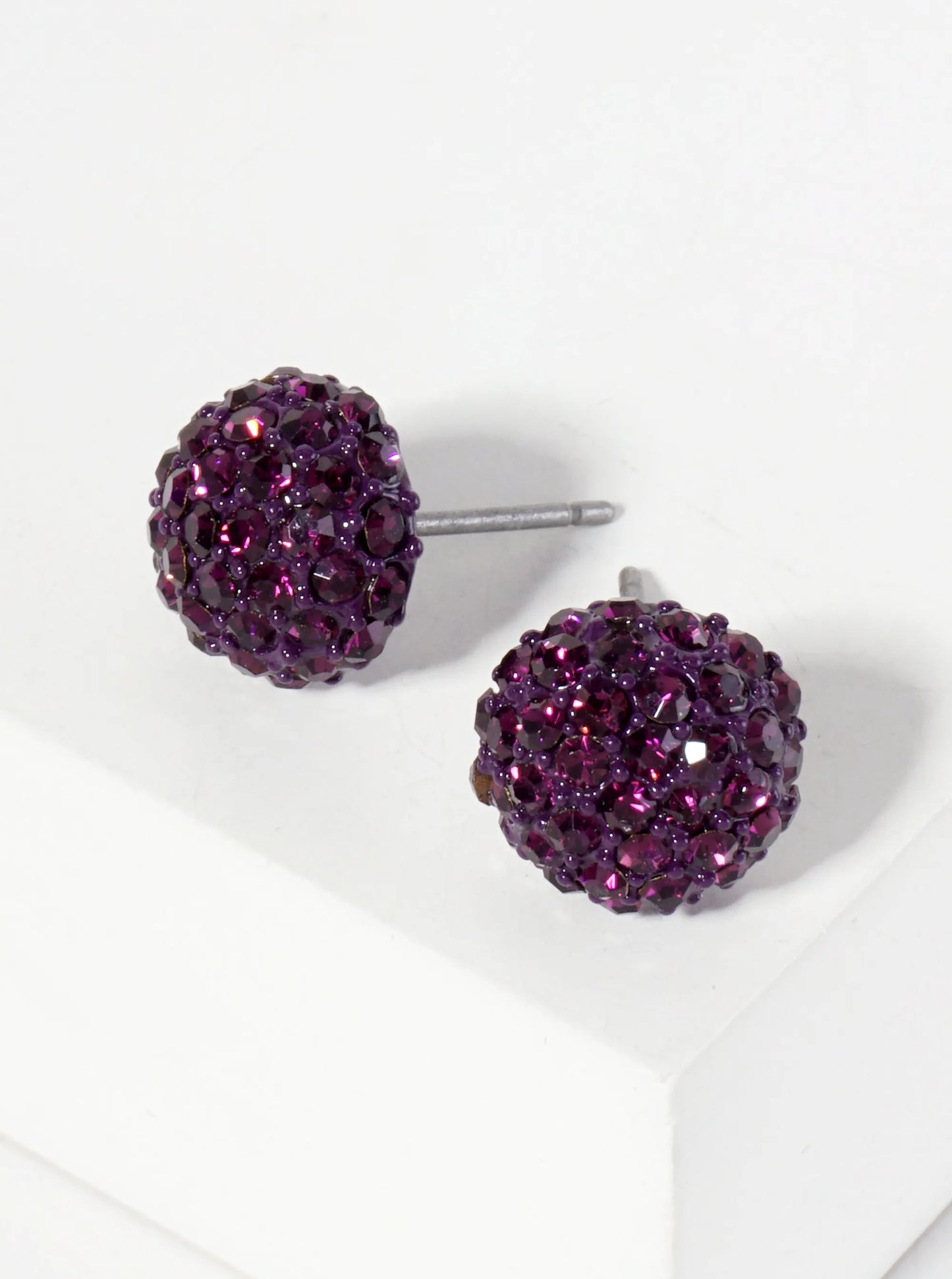 Minimalist Crystal-Pave 10mm Button Stud Earrings