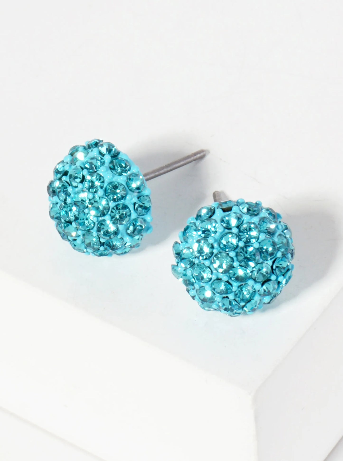 Minimalist Crystal-Pave 10mm Button Stud Earrings