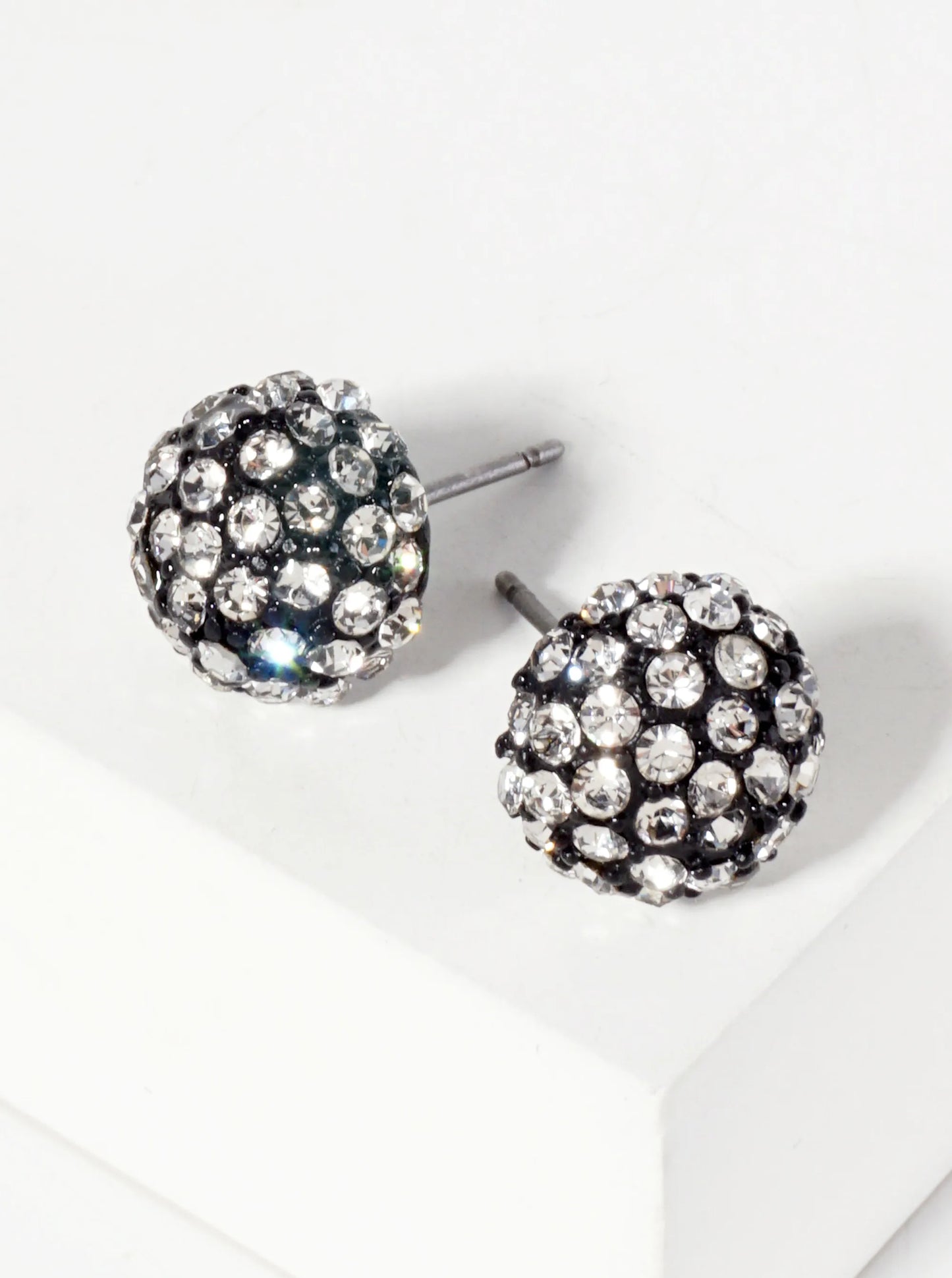 Minimalist Crystal-Pave 10mm Button Stud Earrings