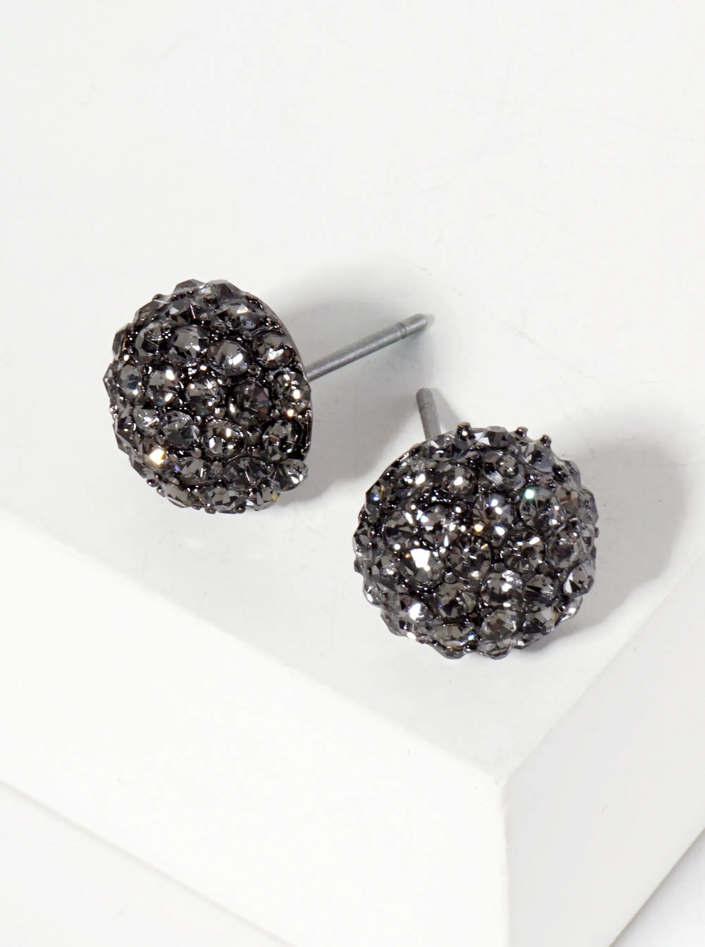 Minimalist Crystal-Pave 10mm Button Stud Earrings