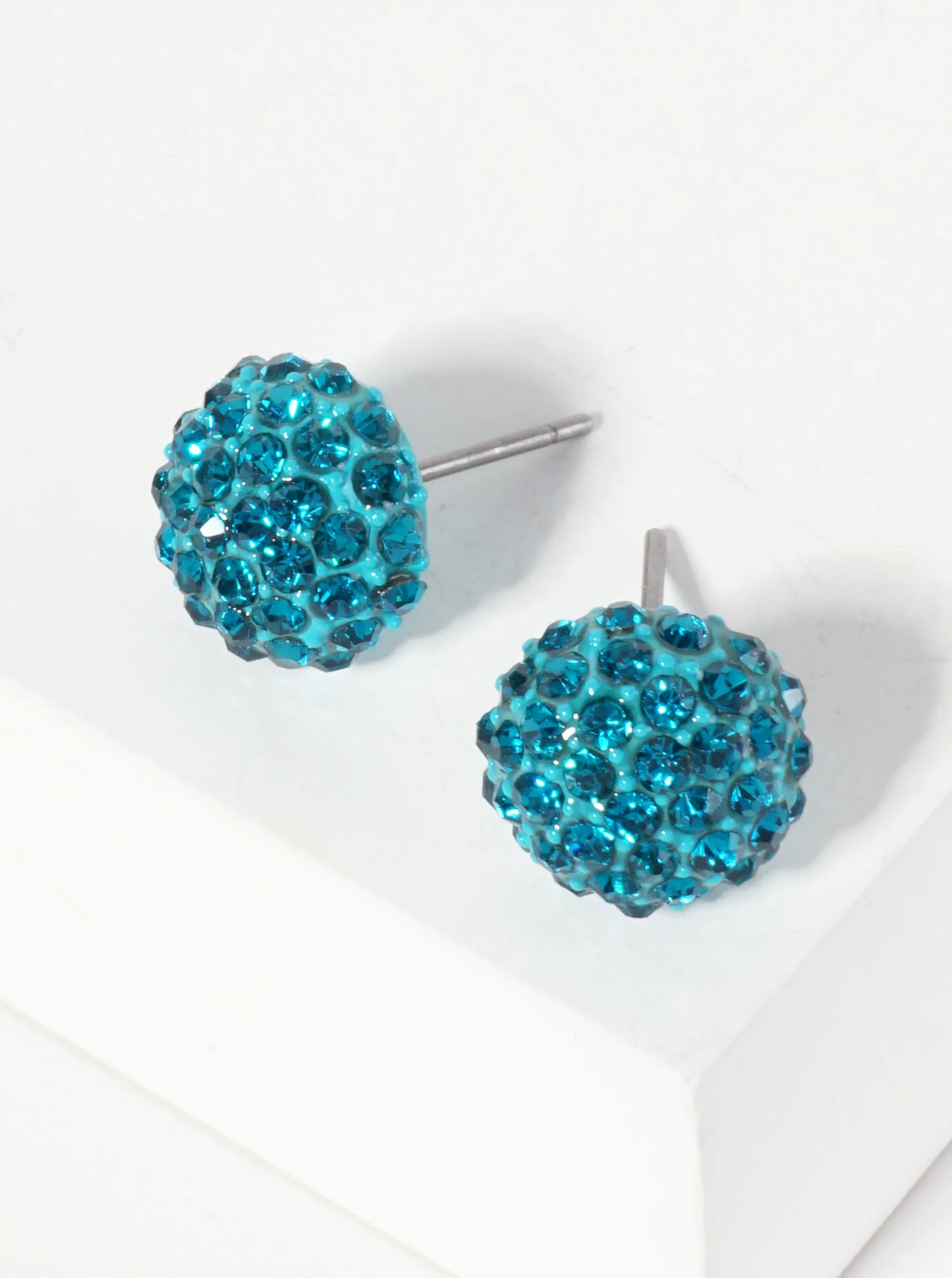 Minimalist Crystal-Pave 10mm Button Stud Earrings