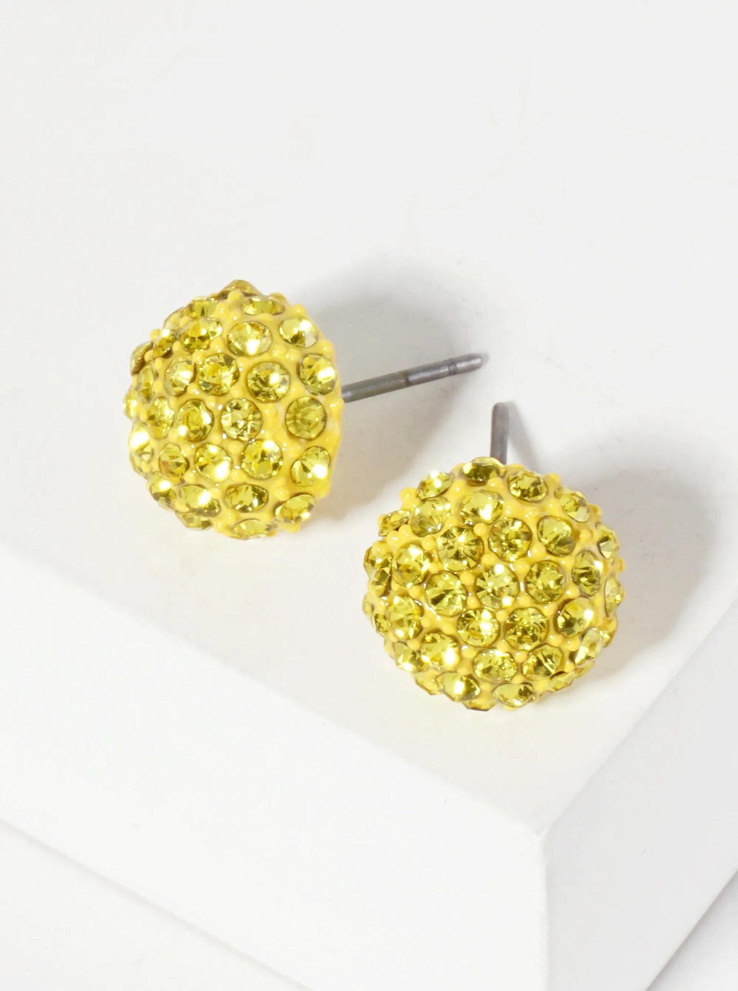 Minimalist Crystal-Pave 10mm Button Stud Earrings