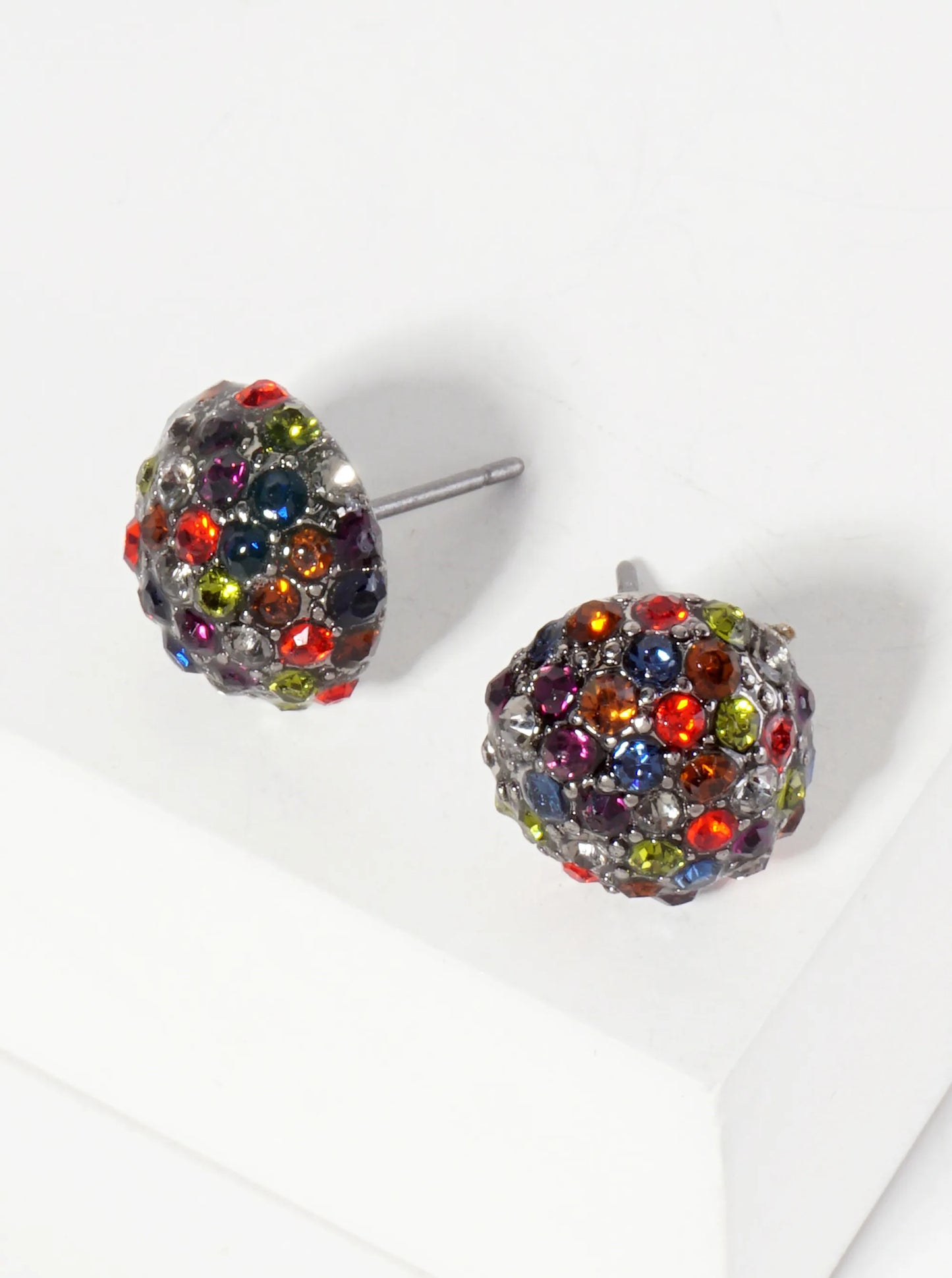 Minimalist Crystal-Pave 10mm Button Stud Earrings
