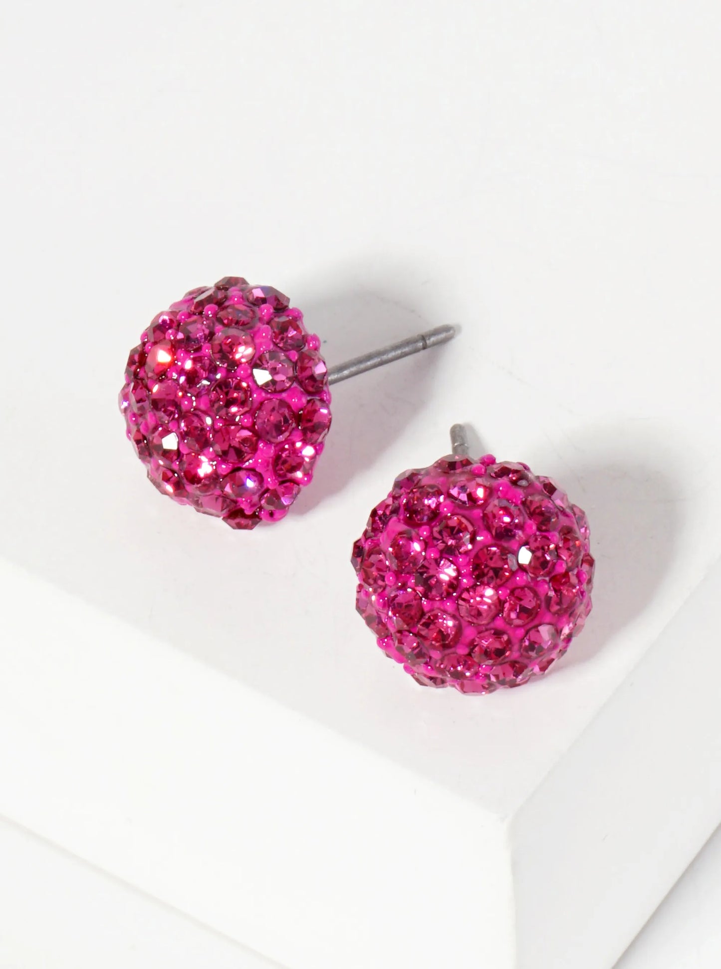 Minimalist Crystal-Pave 10mm Button Stud Earrings