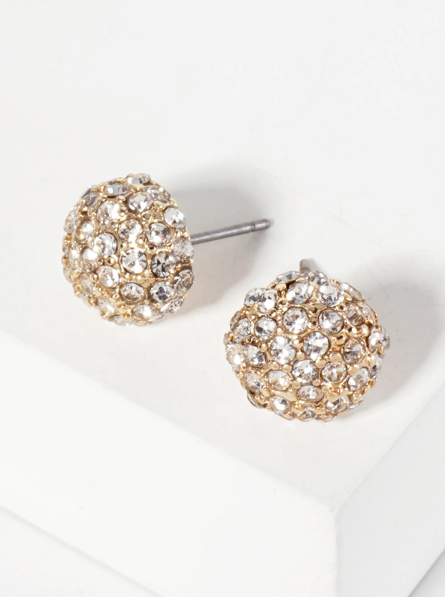 Minimalist Crystal-Pave 10mm Button Stud Earrings