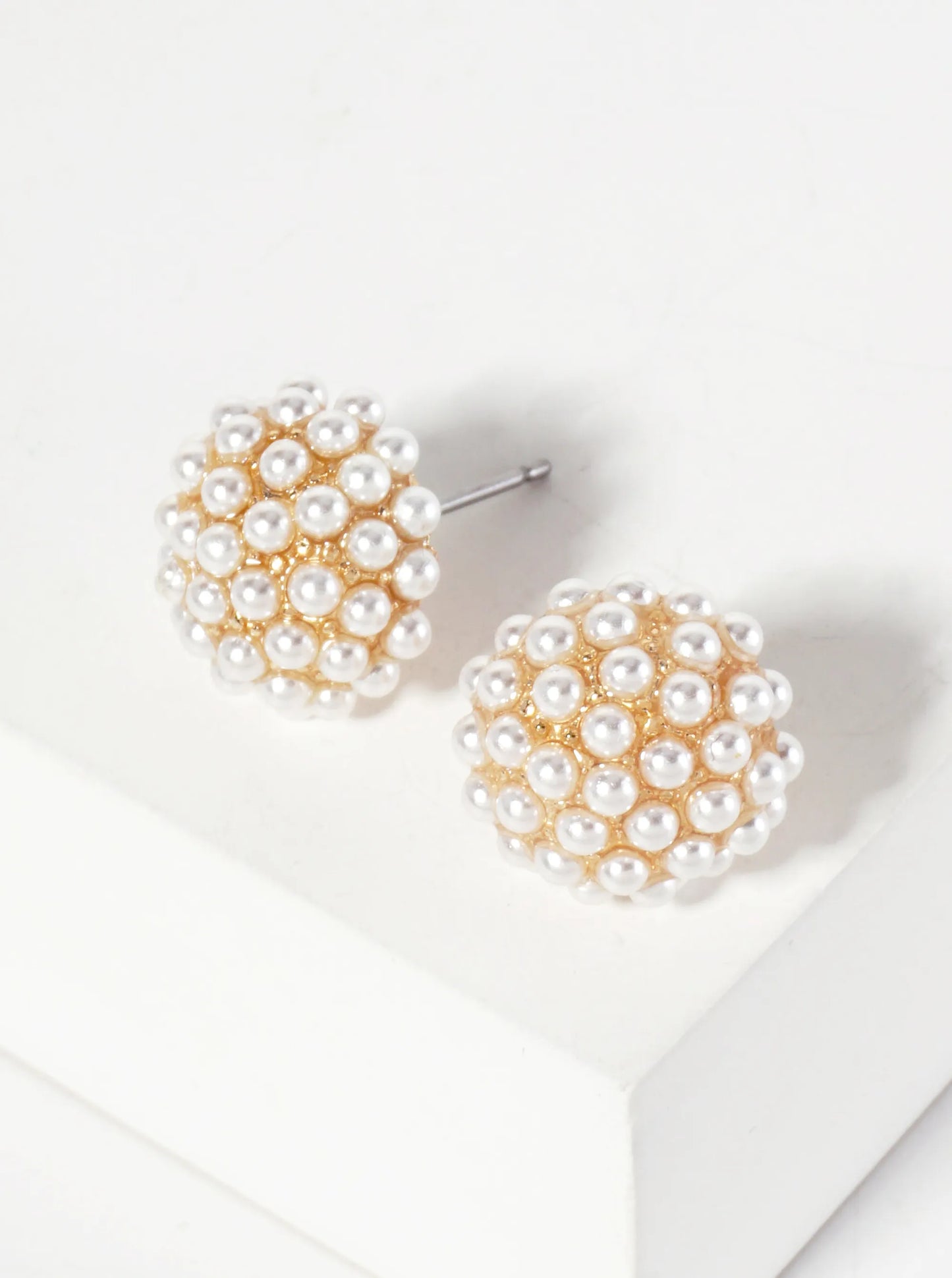 Minimalist Crystal-Pave 10mm Button Stud Earrings
