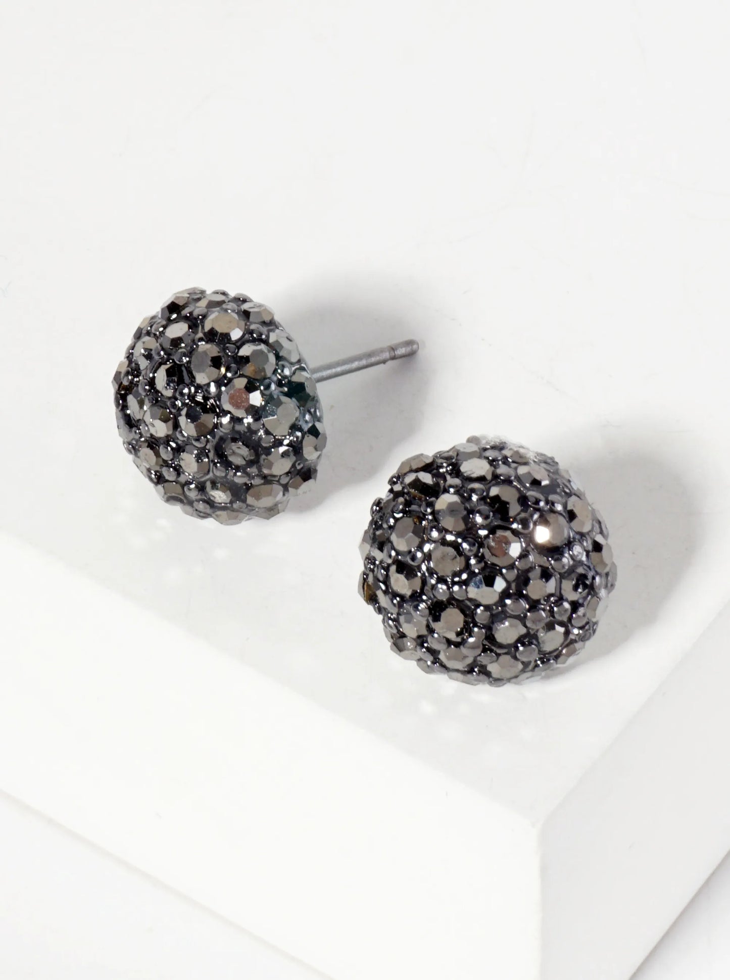 Minimalist Crystal-Pave 10mm Button Stud Earrings