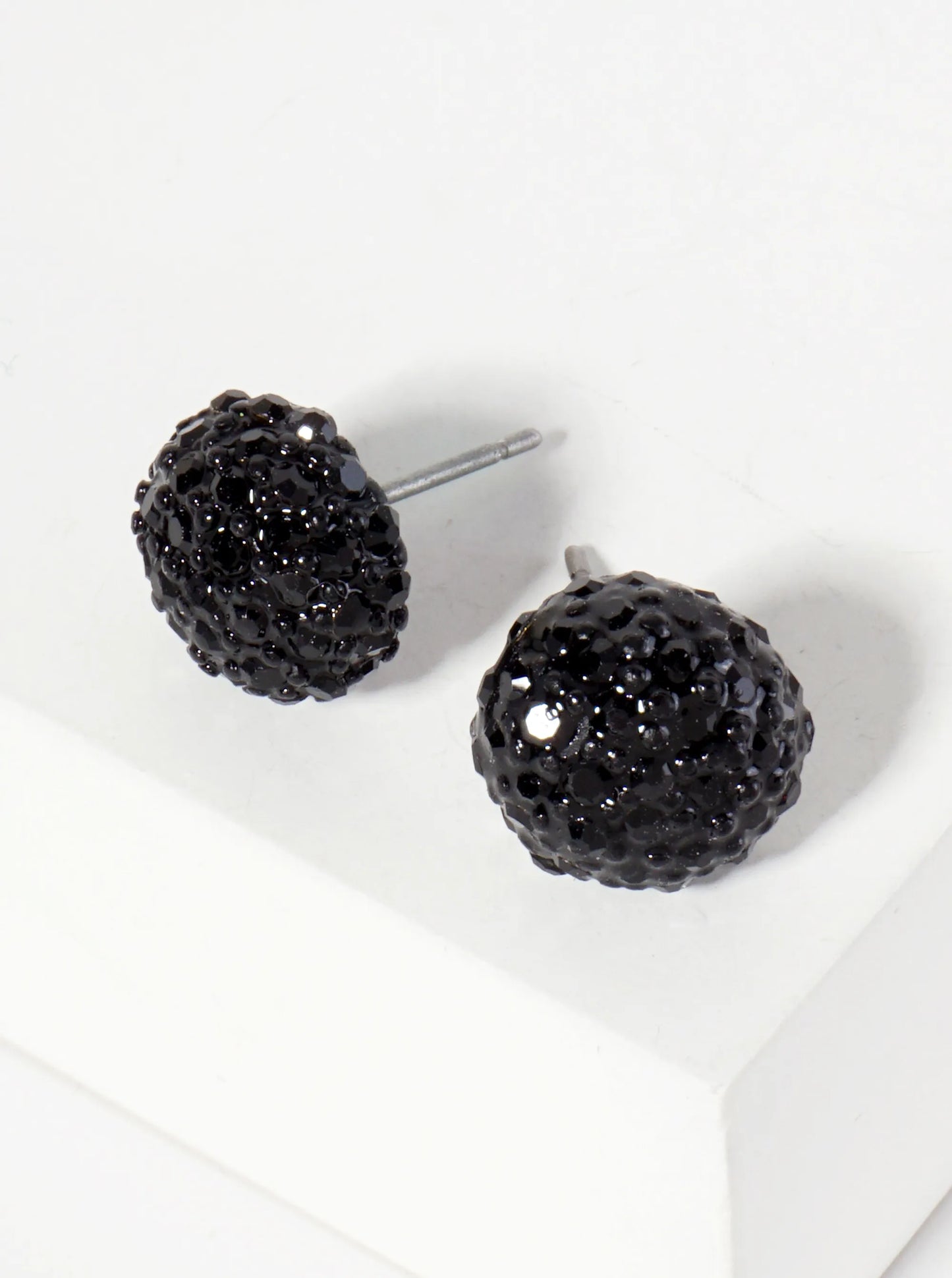 Minimalist Crystal-Pave 10mm Button Stud Earrings