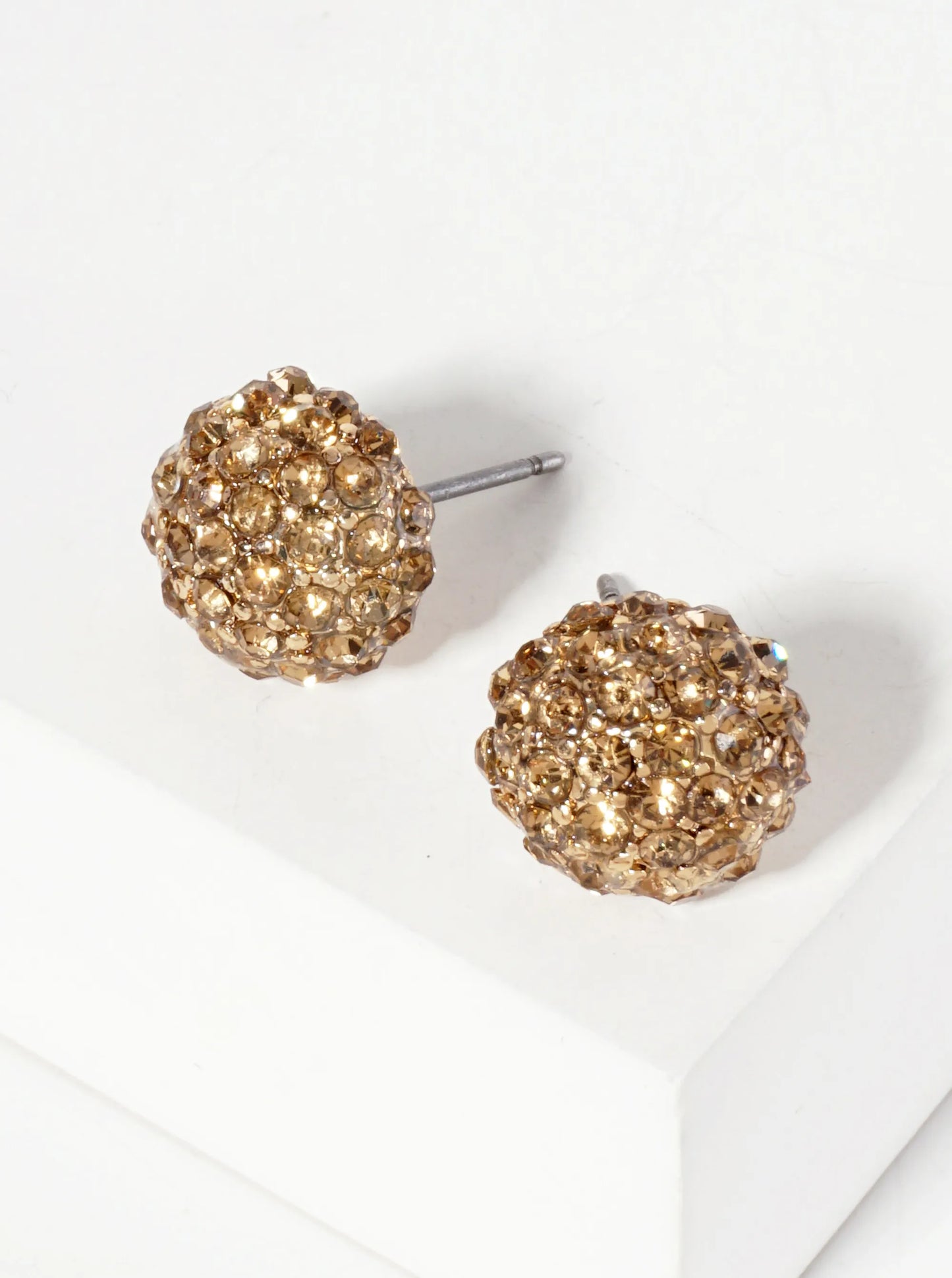 Minimalist Crystal-Pave 10mm Button Stud Earrings