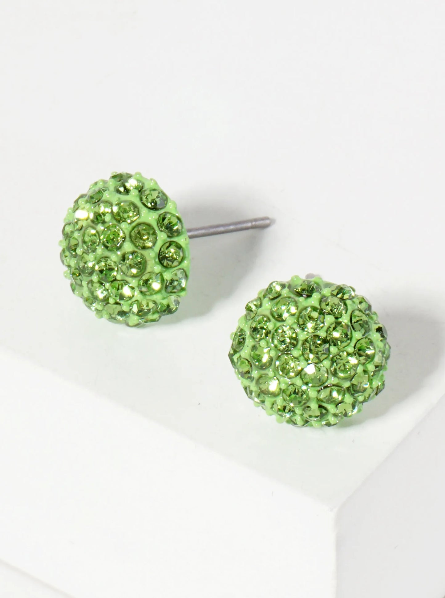 Minimalist Crystal-Pave 10mm Button Stud Earrings