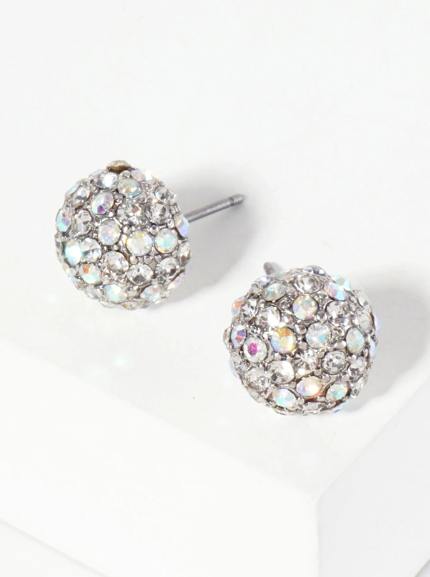 Minimalist Crystal-Pave 10mm Button Stud Earrings