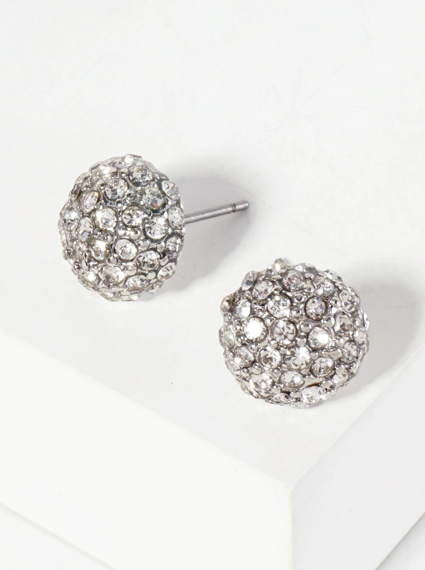 Minimalist Crystal-Pave 10mm Button Stud Earrings
