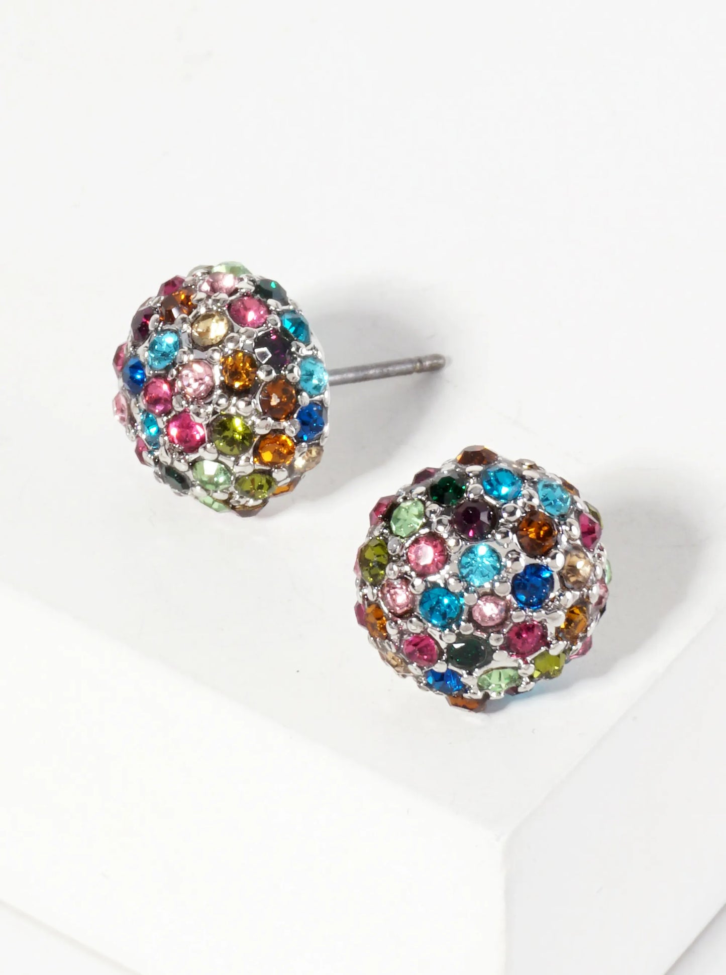 Minimalist Crystal-Pave 10mm Button Stud Earrings