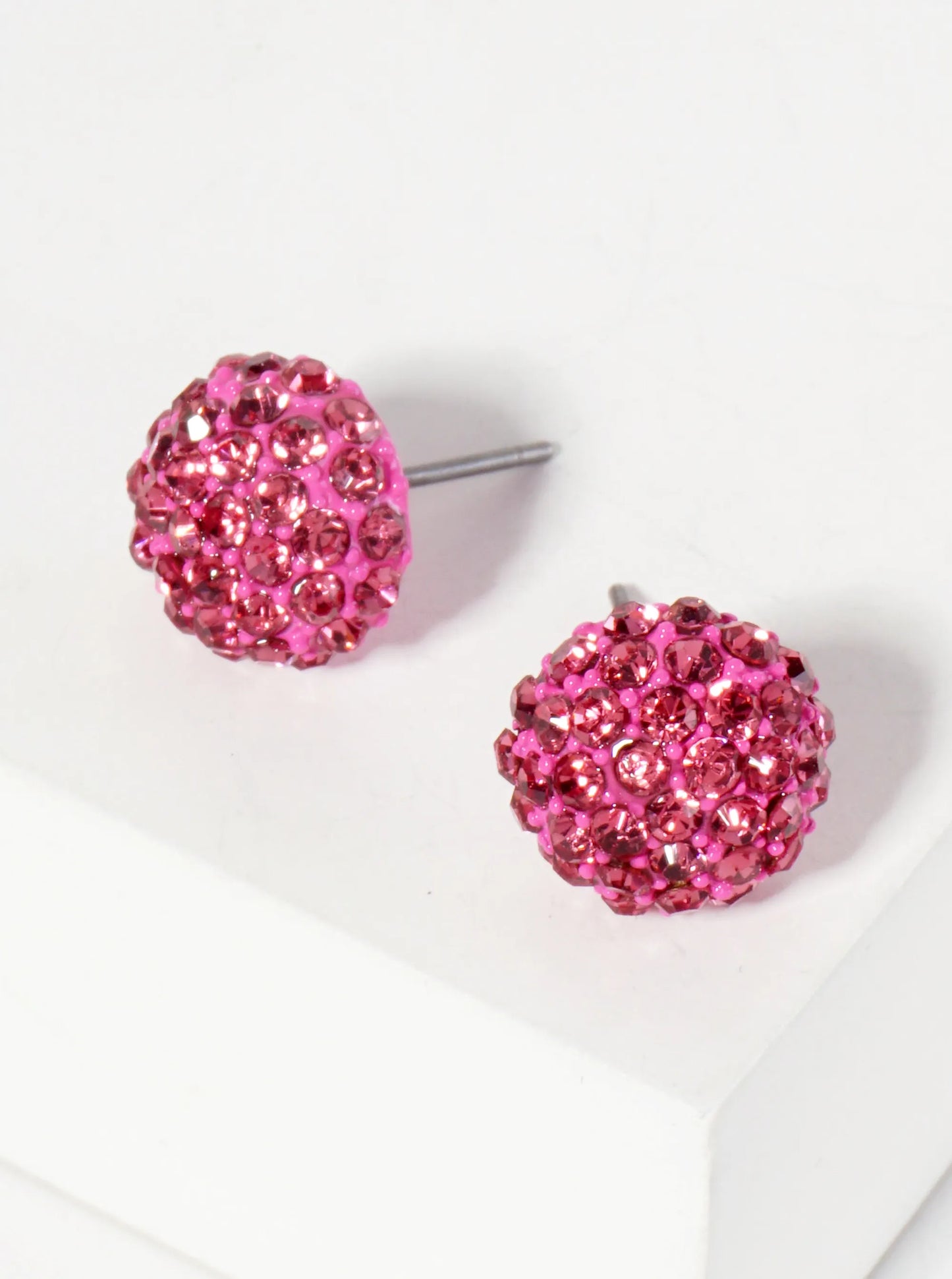 Minimalist Crystal-Pave 10mm Button Stud Earrings