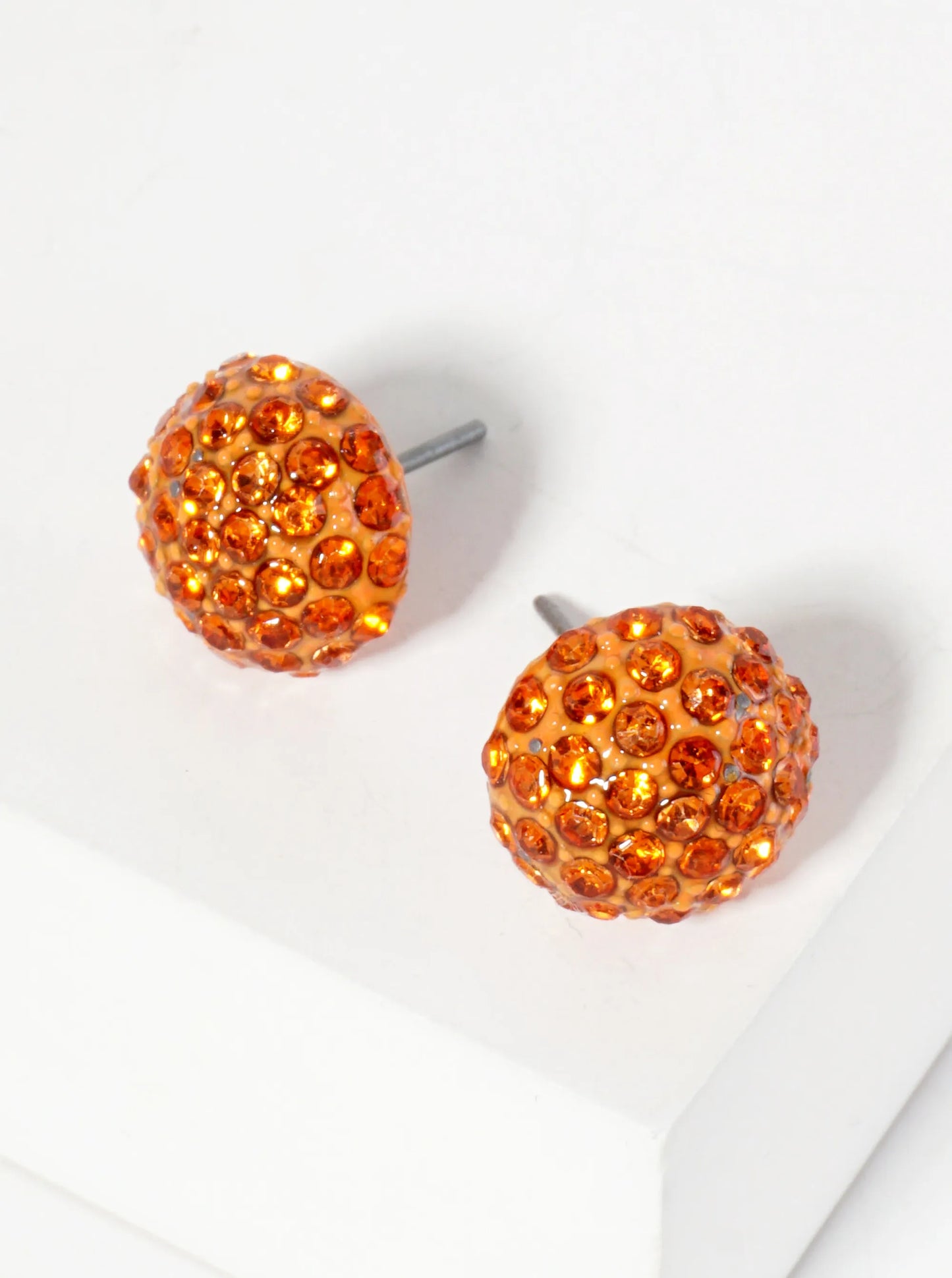 Minimalist Crystal-Pave 10mm Button Stud Earrings