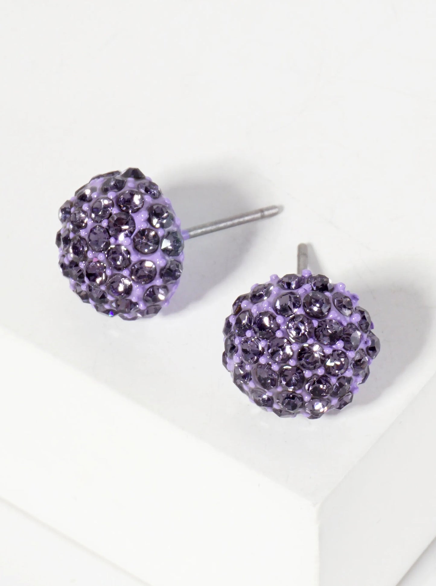 Minimalist Crystal-Pave 10mm Button Stud Earrings