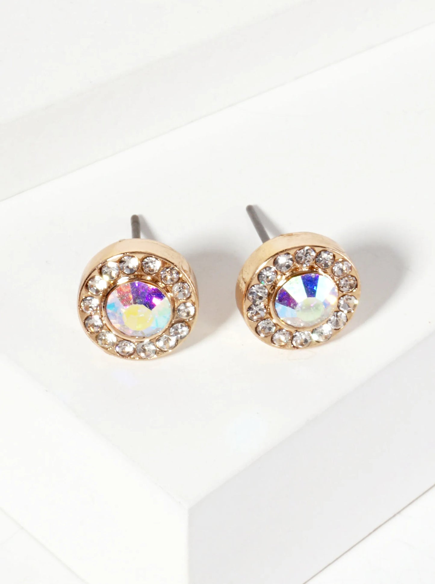 Minimalist Crystal-Pave 10mm Color-Stone Stud Earrings