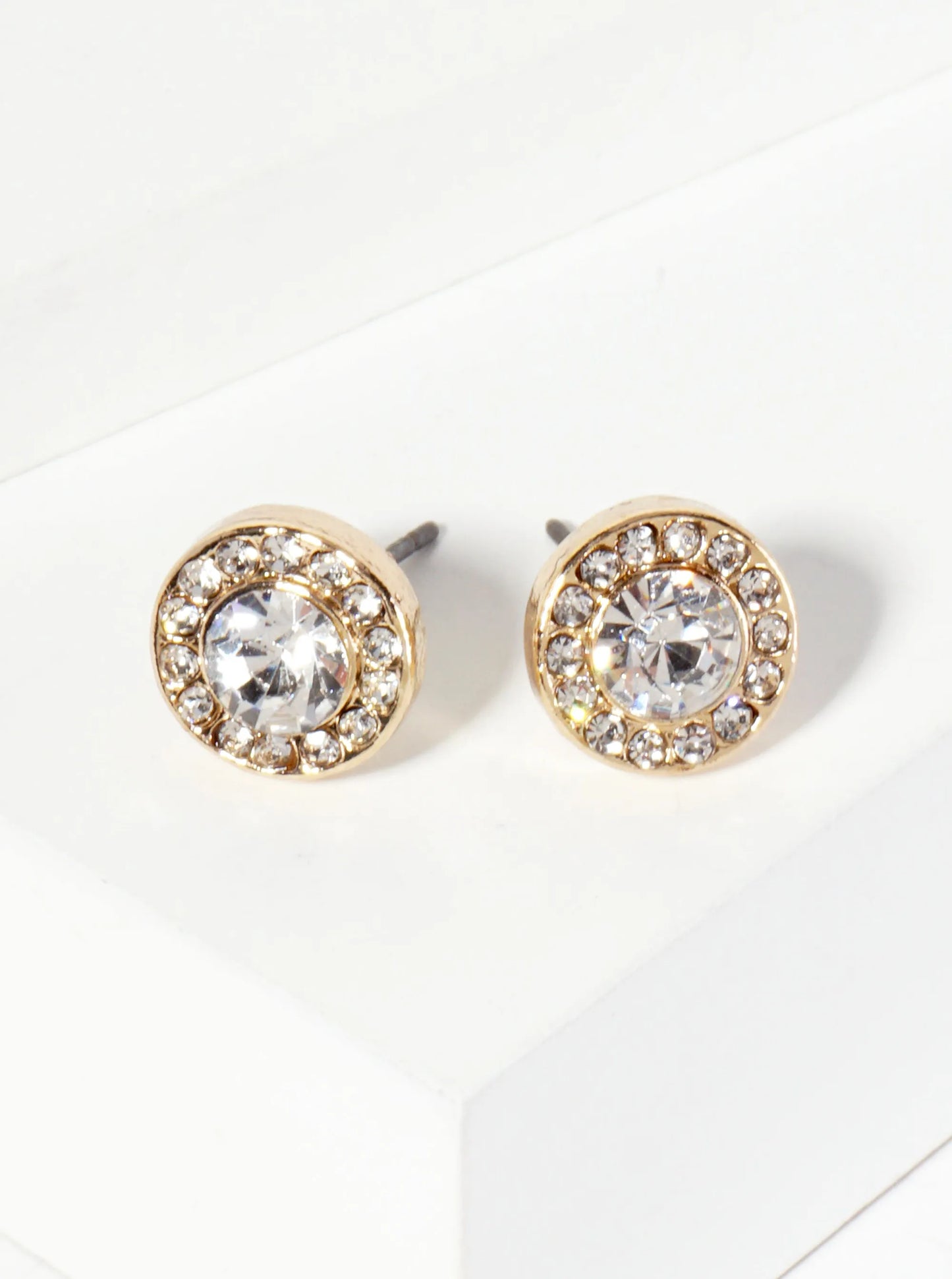 Minimalist Crystal-Pave 10mm Color-Stone Stud Earrings