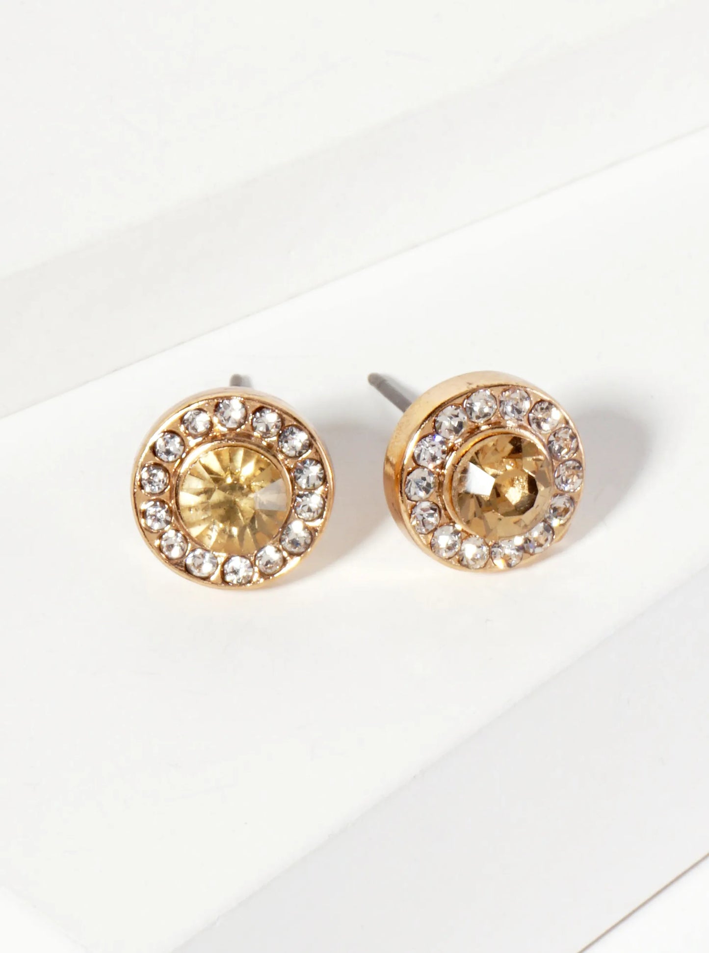 Minimalist Crystal-Pave 10mm Color-Stone Stud Earrings