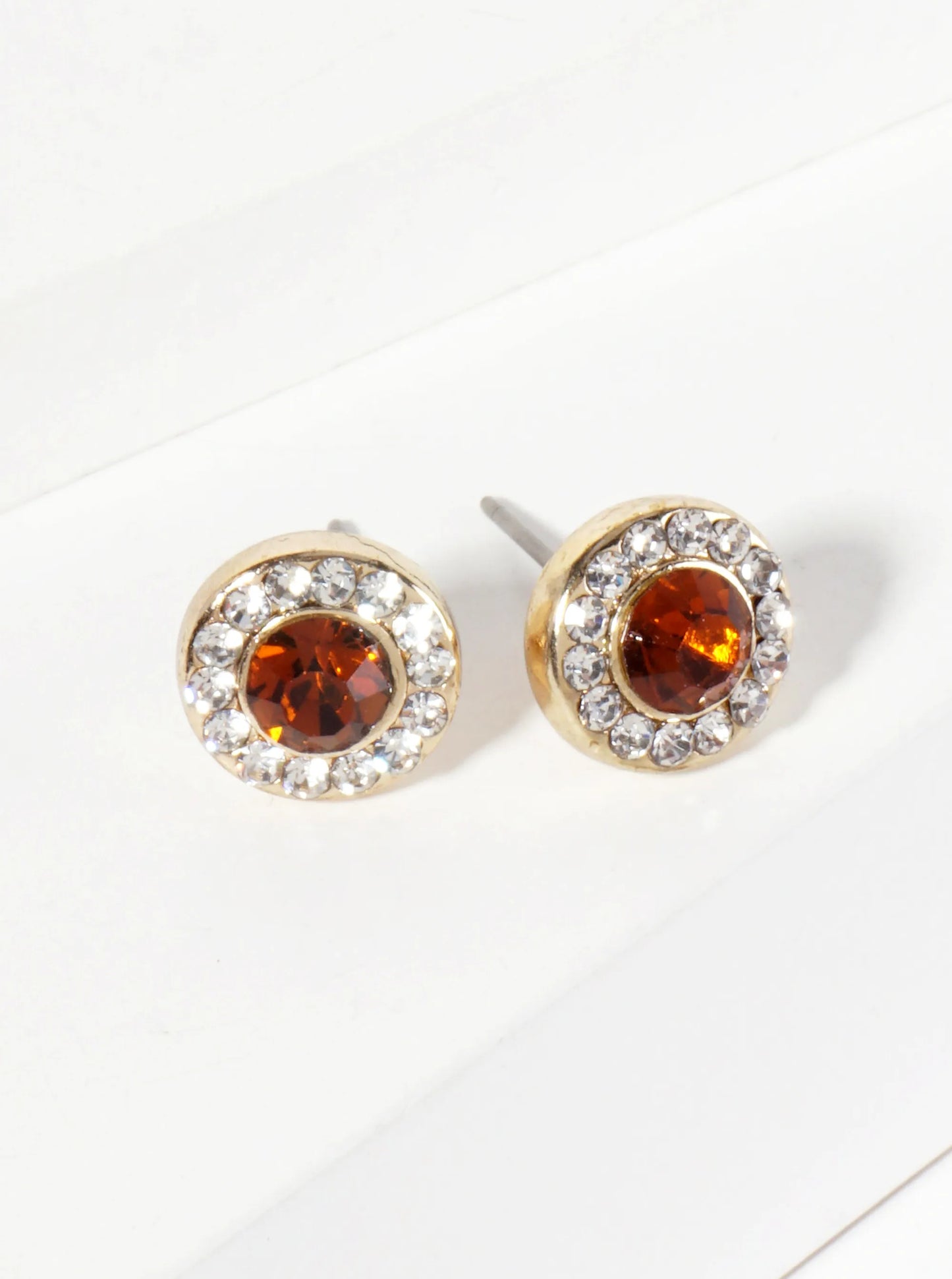 Minimalist Crystal-Pave 10mm Color-Stone Stud Earrings