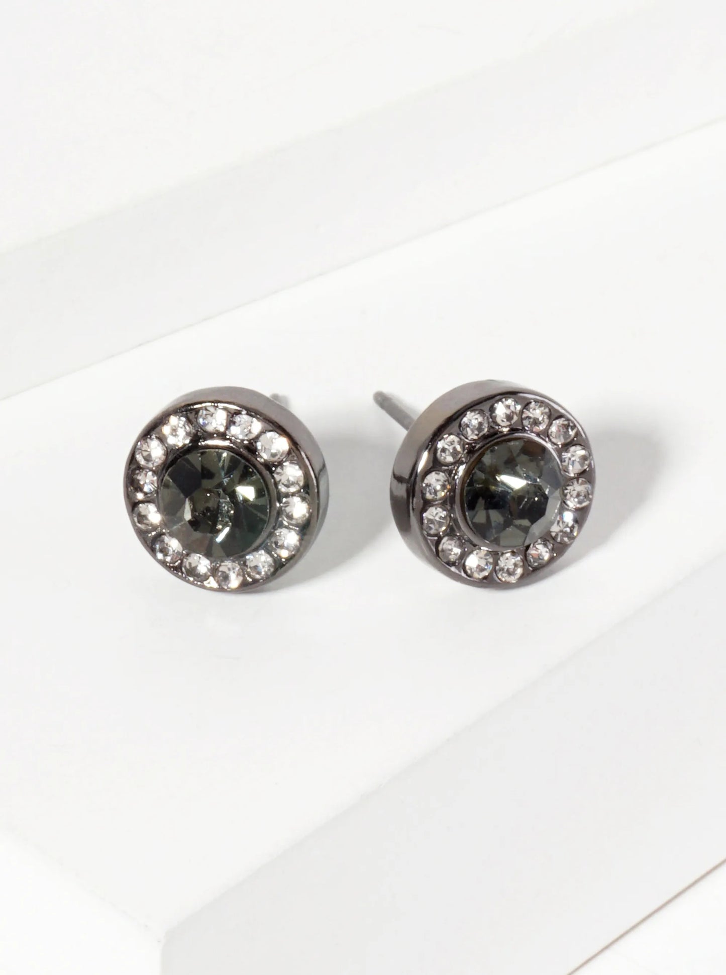 Minimalist Crystal-Pave 10mm Color-Stone Stud Earrings