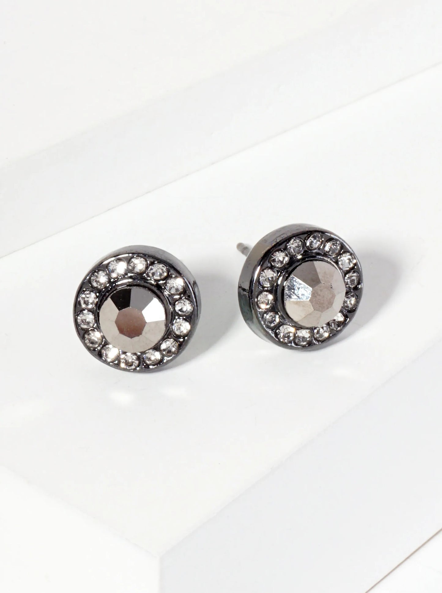 Minimalist Crystal-Pave 10mm Color-Stone Stud Earrings
