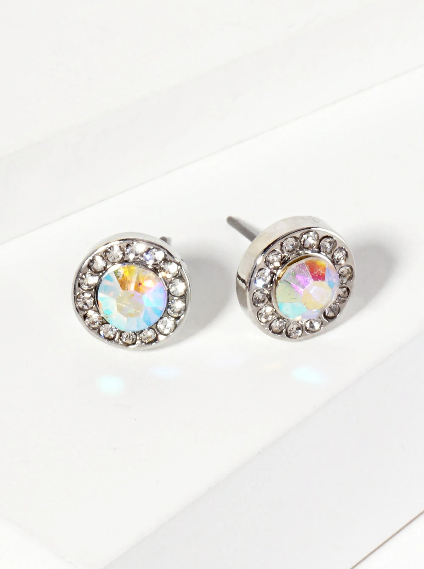 Minimalist Crystal-Pave 10mm Color-Stone Stud Earrings