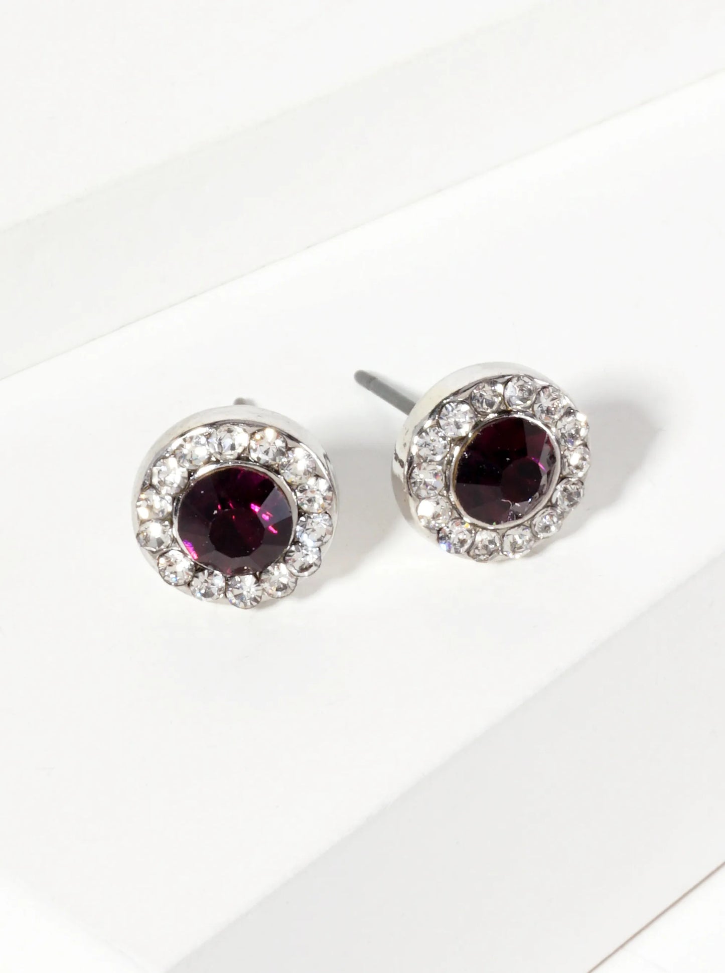 Minimalist Crystal-Pave 10mm Color-Stone Stud Earrings