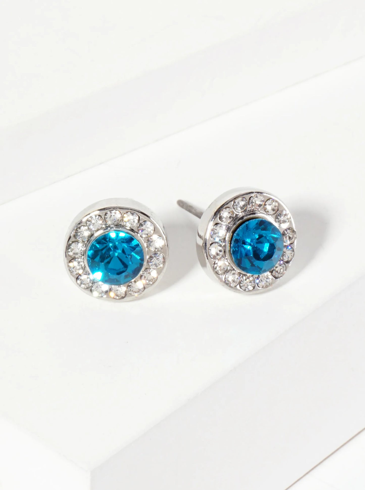 Minimalist Crystal-Pave 10mm Color-Stone Stud Earrings